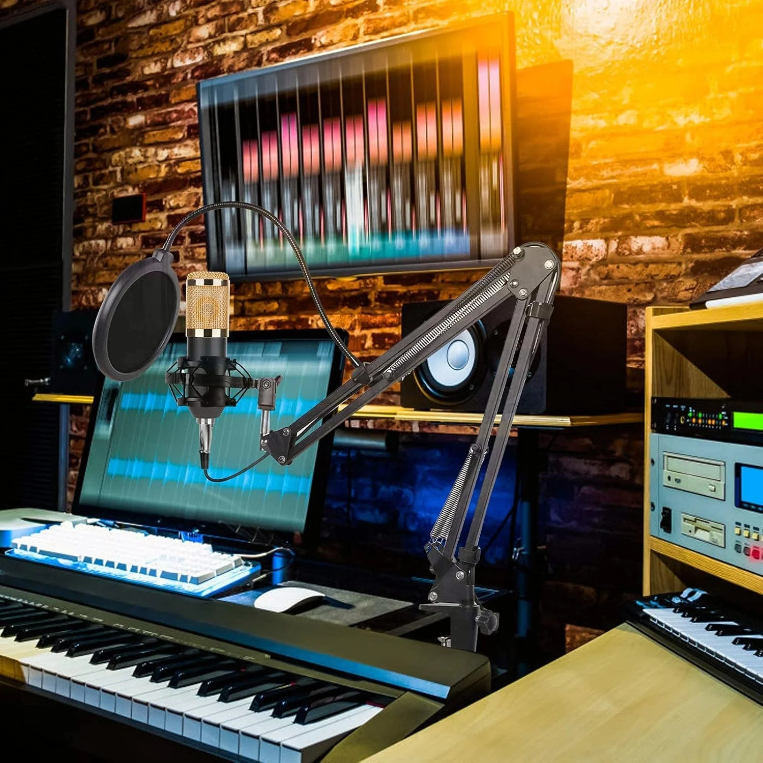 میکروفون PC BM-800 به همراه بازویی، میکروفون کاندنسر USB، میکروفون ضبط پادکست PC با بازویی، کیت میکروفون کاندنسر، نگهدارنده میکروفون قابل تنظیم برای کامپیوترهای رومیزی و لپ تاپ
