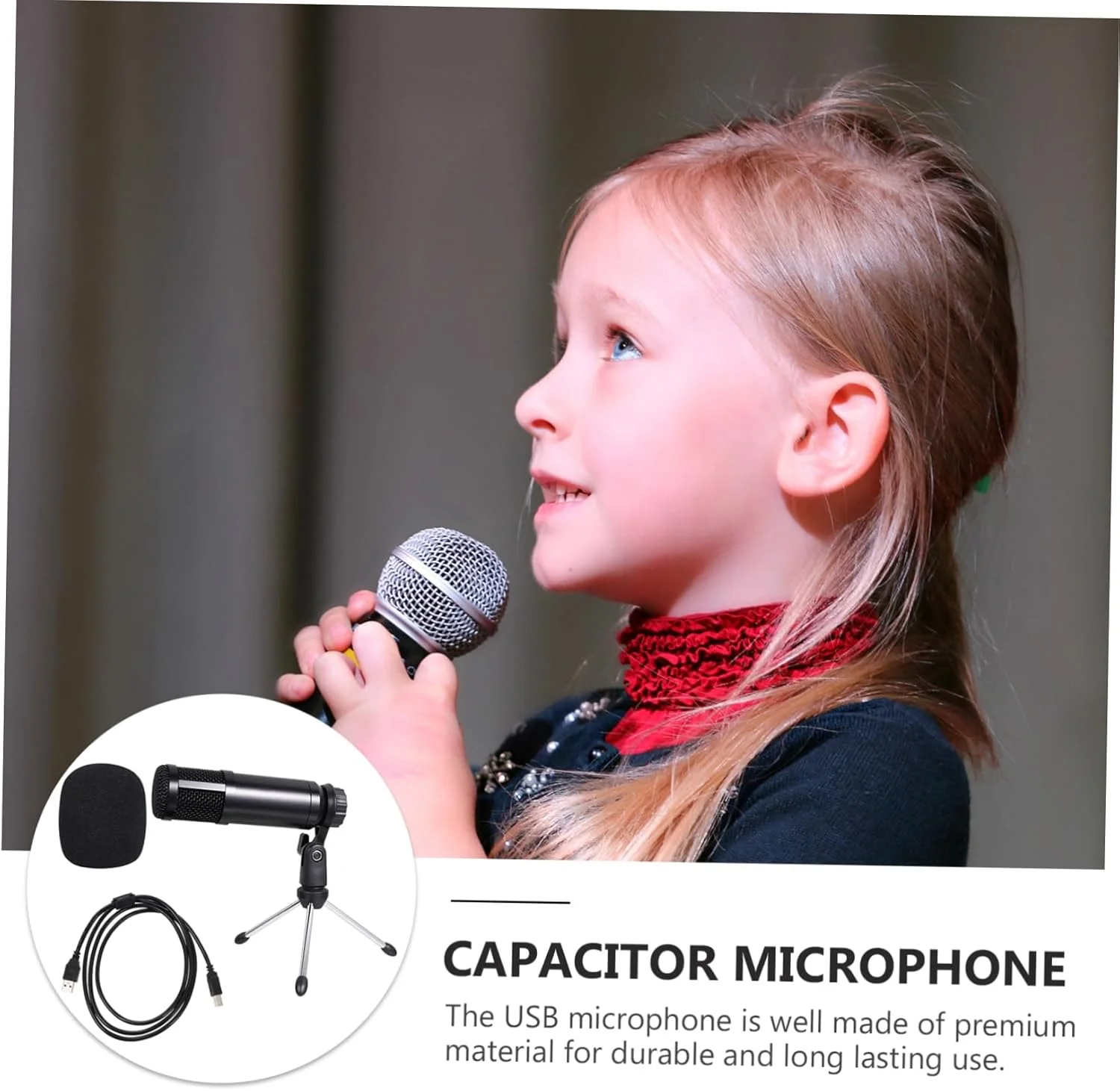 میکروفون USB کامپیوتر Yardwe، میکروفون کندانسور با پایه برای ضبط پادکست و پخش زنده