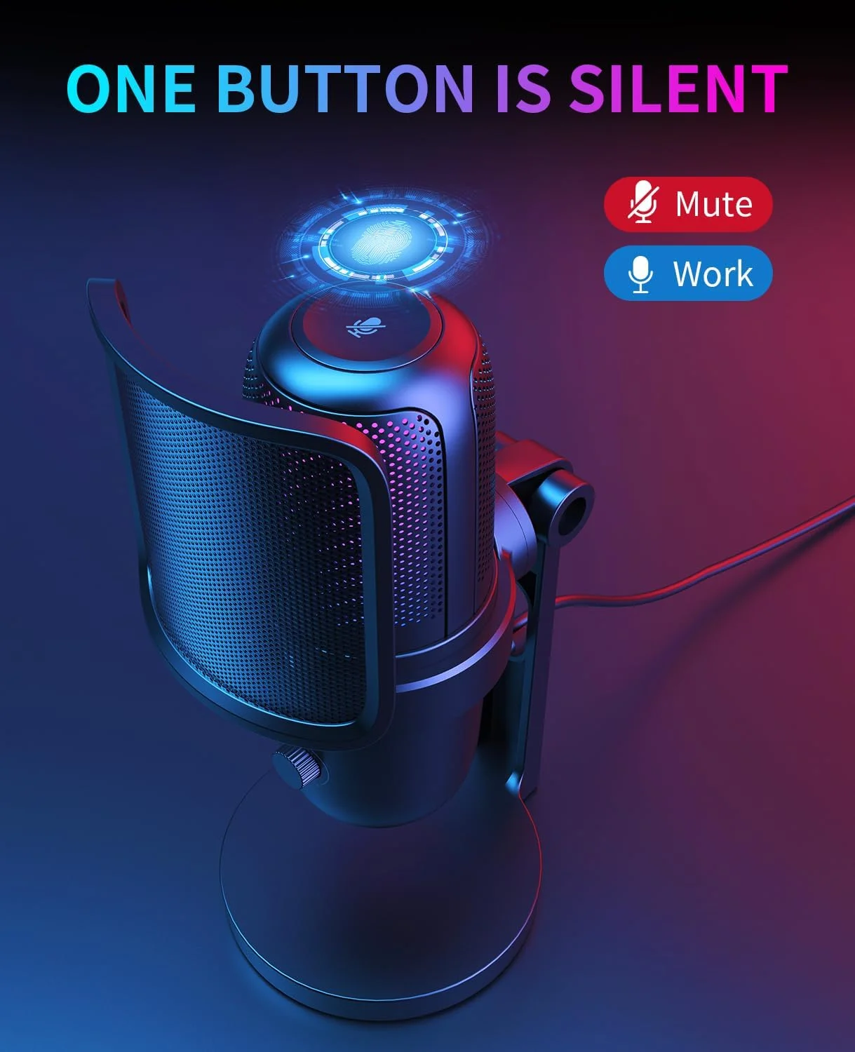 میکروفون گیمینگ USB برای کامپیوتر، میکروفون کاندنسر RGB با آداپتور برای موبایل، ضد نویز، لرزشگیر، برای استریم، پادکست، ضبط، بازی، استودیو، یوتیوب، کنفرانس، M-640S