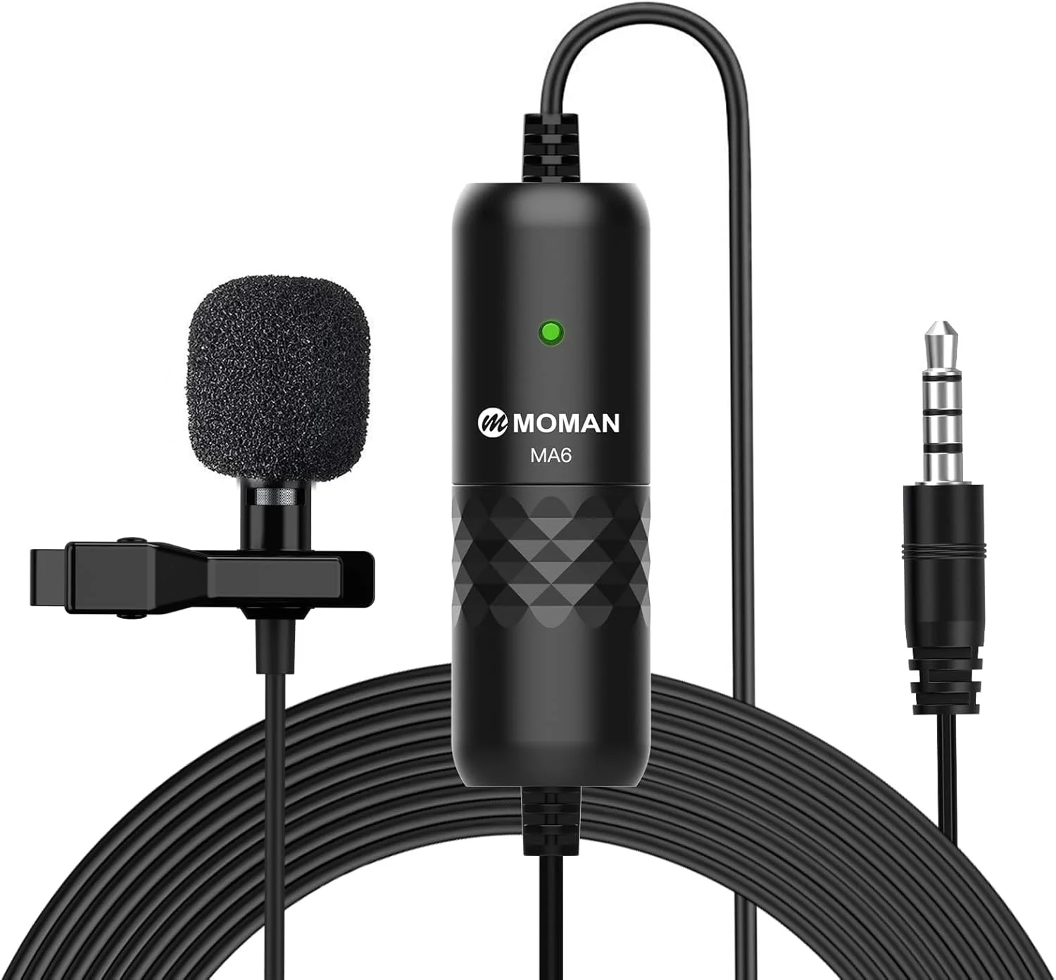 میکروفون یقه‌ای خازنی مومان، 6 متری، میکروفون گیره‌ای، سازگار با دوربین‌های DSLR، تلفن‌های همراه، کامپیوتر، لپ‌تاپ، رایانه شخصی