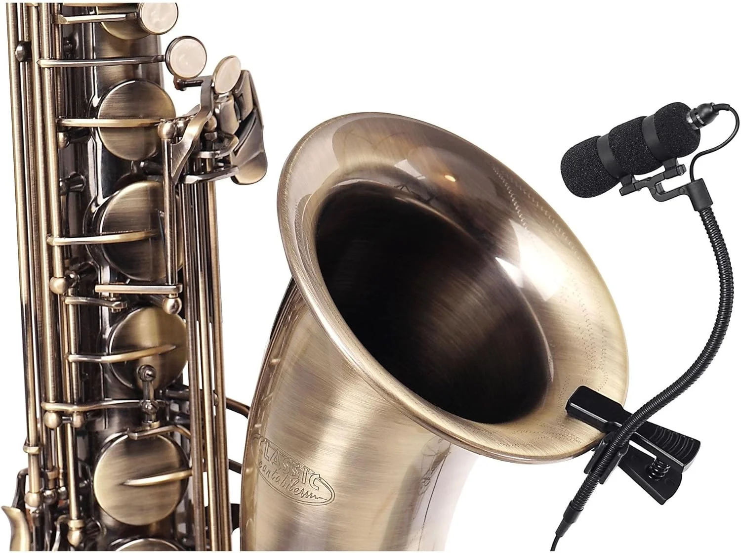 میکروفون گیره ای پرونومیک مدل MCM-100SB به همراه نگهدارنده (میکروفون کندانسور، گردن غازی، نگهدارنده برای سازهای بادی برنجی، کاخن و غیره، تغذیه فانتوم، آداپتور XLR، کیف) مشکی