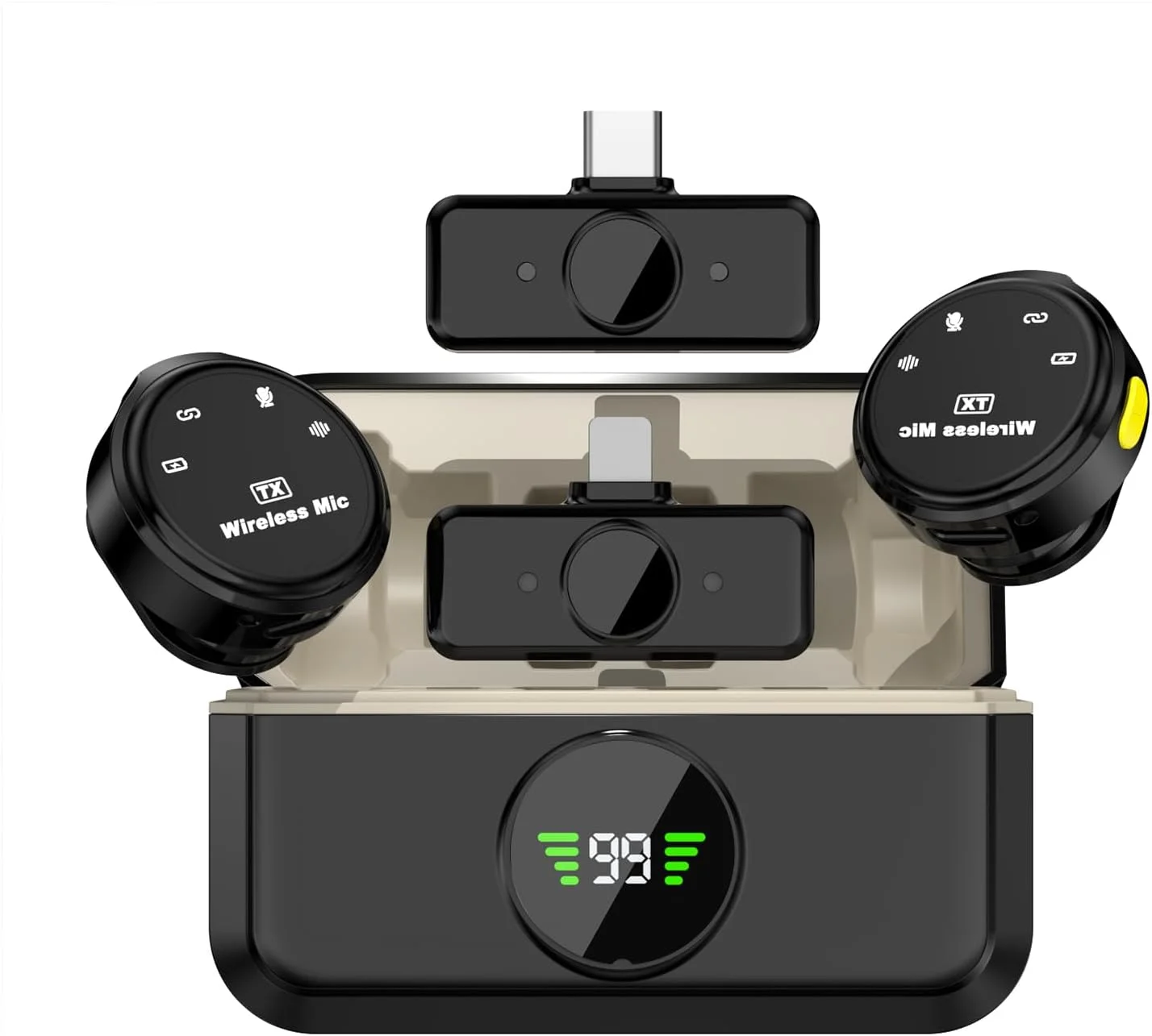 میکروفون یقه ای بی سیم مینی، میکروفون بلوتوثی بی سیم برای آیفون/اندروید/کامپیوتر، میکروفون بی سیم برای یوتیوب، ولاگ، استریمینگ، توییچ، فیسبوک لایو