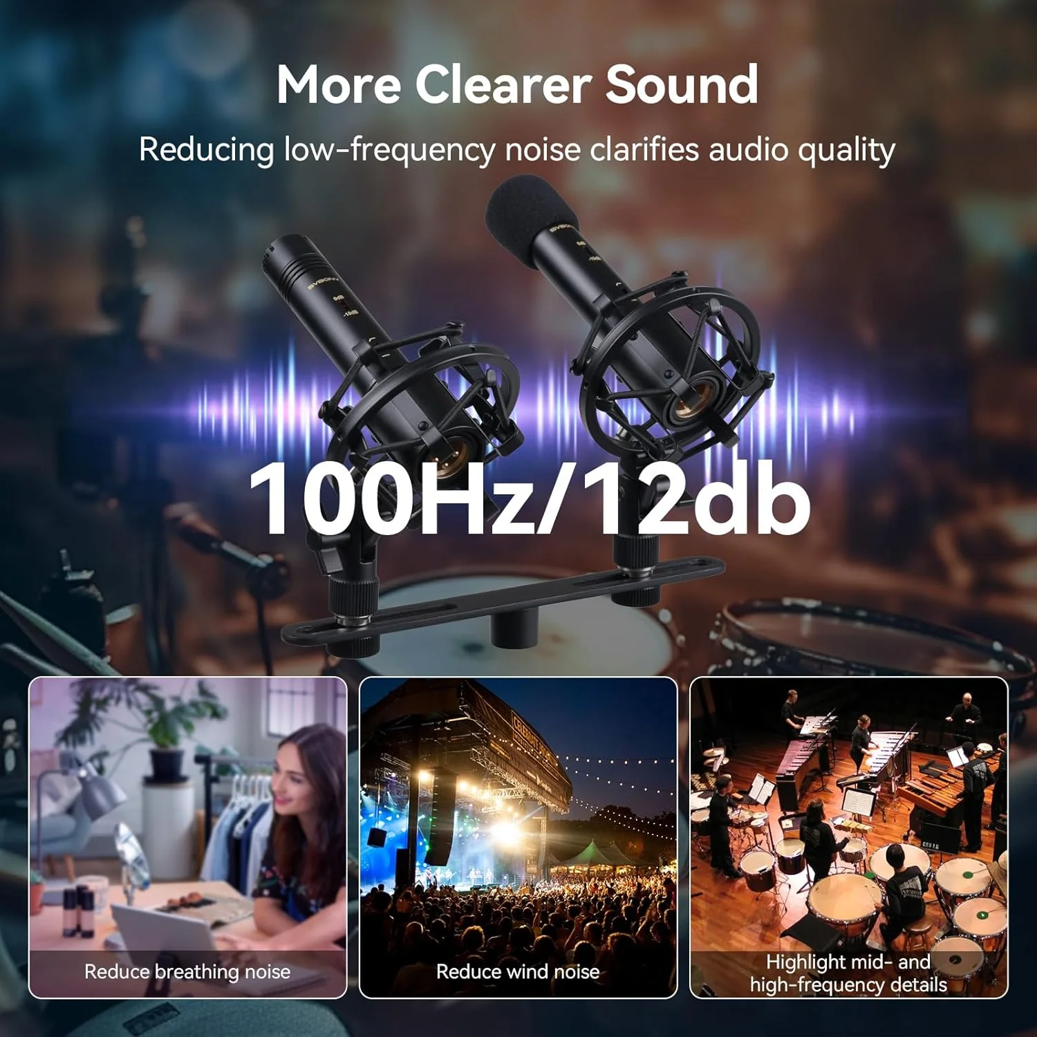 میکروفون XLR مدل SVBONY Svmic M1، میکروفون کندانسور 22 میلی‌متری، میکروفون شات‌گان برای دوربین، الگوی قطبی کاردیوئید، کاهش فرکانس‌های پایین، همراه با لرزه‌گیر برای ضبط صدا