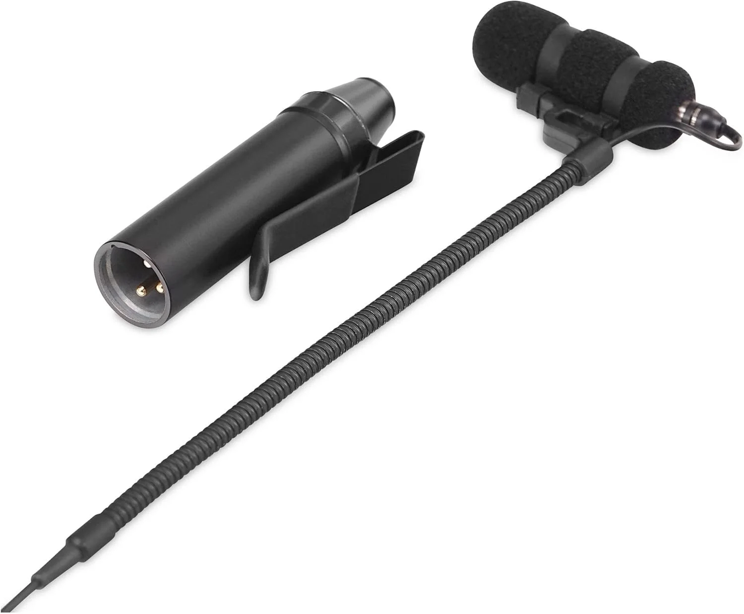 میکروفون گیره ای پرونومیک مدل MCM-100SB به همراه نگهدارنده (میکروفون کندانسور، گردن غازی، نگهدارنده برای سازهای بادی برنجی، کاخن و غیره، تغذیه فانتوم، آداپتور XLR، کیف) مشکی