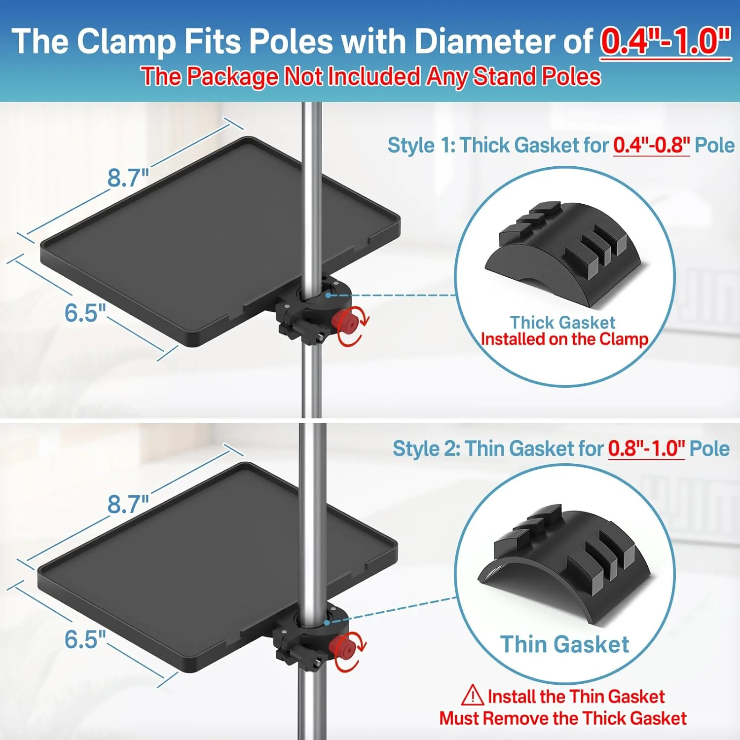 پایه میکروفون یونیورسال با نگهدارنده تلفن، پایه میکروفون قابل تنظیم، گیره روی ابزار - پایه نت موسیقی 8.7 اینچ در 6.5 اینچ، نگهدارنده برای نت ها، پخش زنده، کارائوکه، ضبط