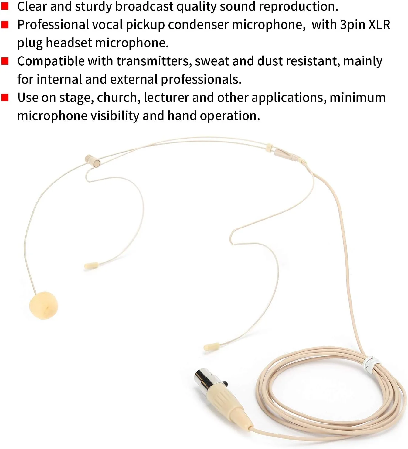 میکروفون خازنی هدست - میکروفون های خازنی 3 پین - میکروفون خازنی همه جهته بژ - میکروفون تک گوش با سر خازنی برای فرستنده جیبی میکروفون خازنی هدست - میکروفون های خازنی 3 پین - میکروفون خازنی همه جهته بژ - میکروفون تک گوش با سر خازنی برای فرستنده جیبی