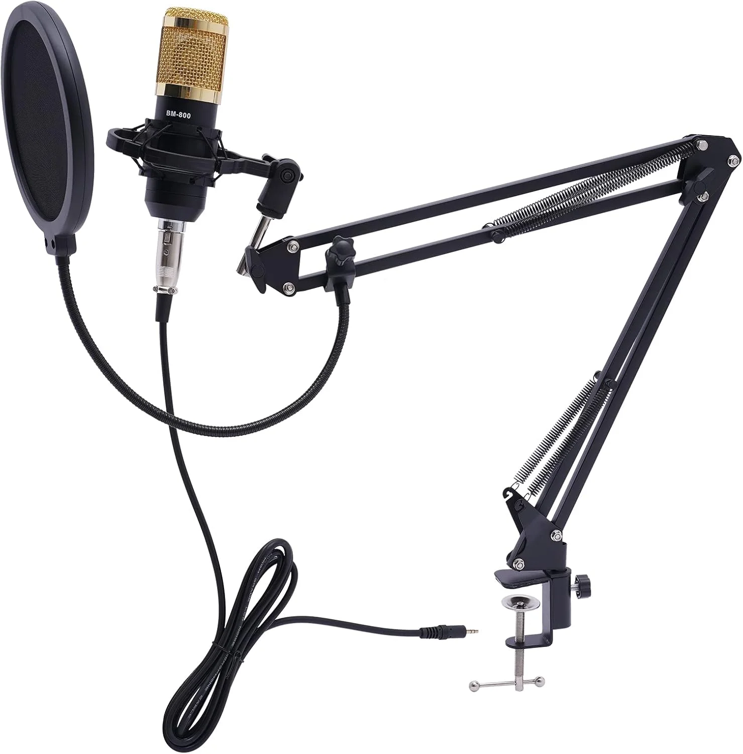 میکروفون مشکی همه کاره KOLHGNSE با کارت صدای زنده V8s، بسته میکروفون کندانسور، کابل شارژ USB برای ضبط استودیویی