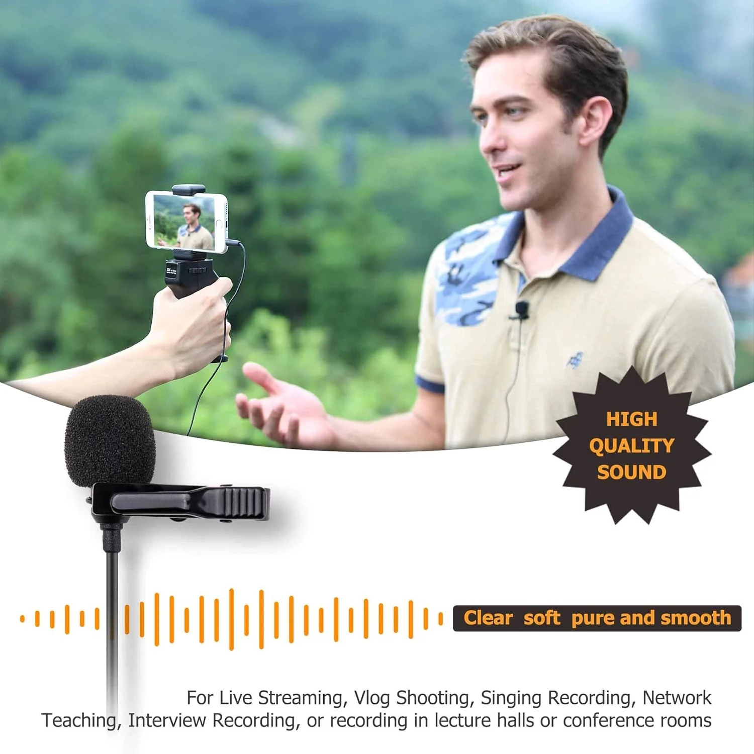 میکروفون یقهای KIWIFOTOS 3.5mm میکروفون کاندنسر اومنیدیرکشنال حرفهای با کابل افزایش طول 2 متری برای گوشی هوشمند، کامپیوتر، دوربین - پادکست کنفرانس ویدیویی میکروفون یقهای KIWIFOTOS 3.5mm میکروفون کاندنسر اومنیدیرکشنال حرفهای با کابل افزایش طول 2 متری برای گوشی هوشمند، کامپیوتر، دوربین - پادکست کنفرانس ویدیویی