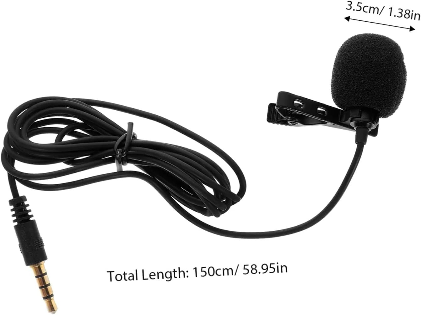 میکروفون کندانسور یقه‌ای 1.5 متری اومنی دایرکشنال لاوالیر با کابل هسته مسی برای ضبط پادکست، آموزش آنلاین و کنفرانس‌های وب