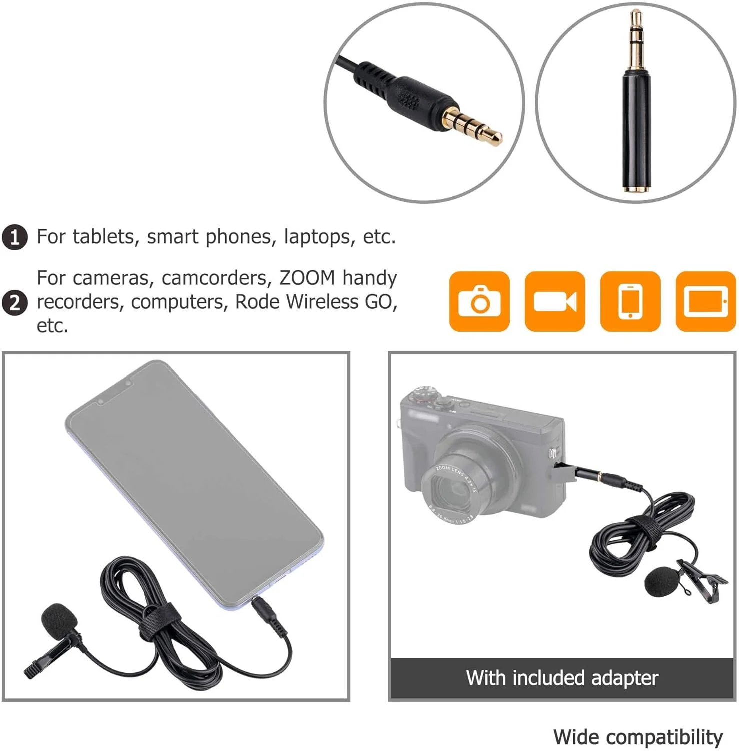 میکروفون یقهای KIWIFOTOS 3.5mm میکروفون کاندنسر اومنیدیرکشنال حرفهای با کابل افزایش طول 2 متری برای گوشی هوشمند، کامپیوتر، دوربین - پادکست کنفرانس ویدیویی میکروفون یقهای KIWIFOTOS 3.5mm میکروفون کاندنسر اومنیدیرکشنال حرفهای با کابل افزایش طول 2 متری برای گوشی هوشمند، کامپیوتر، دوربین - پادکست کنفرانس ویدیویی