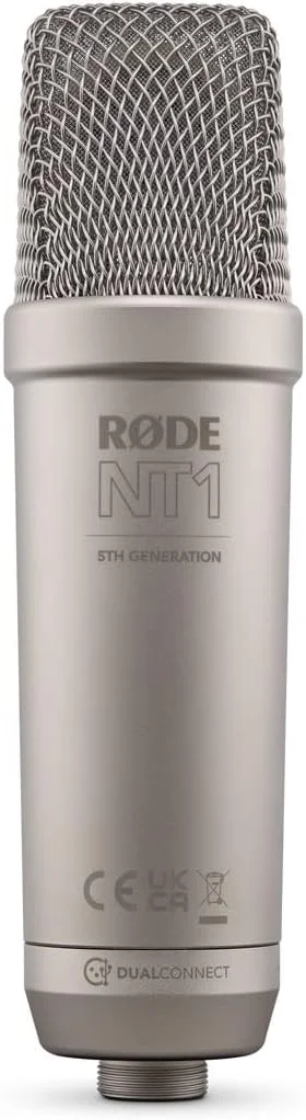 میکروفون استودیویی Rode NT1 نسل پنجم XLR USB نقره ای + نگهدارنده keepdrum MSA033