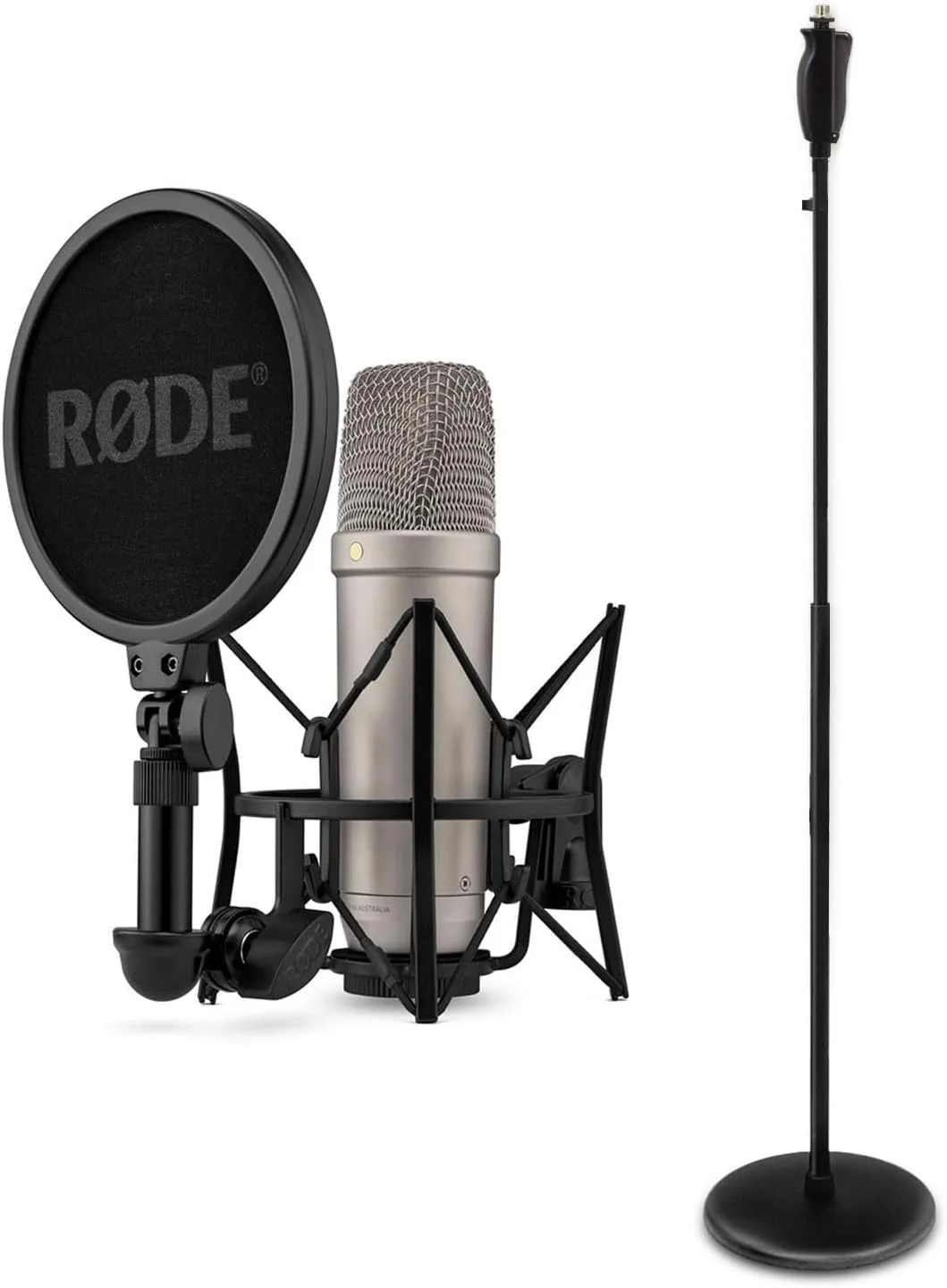 میکروفون استودیویی Rode NT1 نسل پنجم به همراه پایه میکروفون یک دستی keepdrum