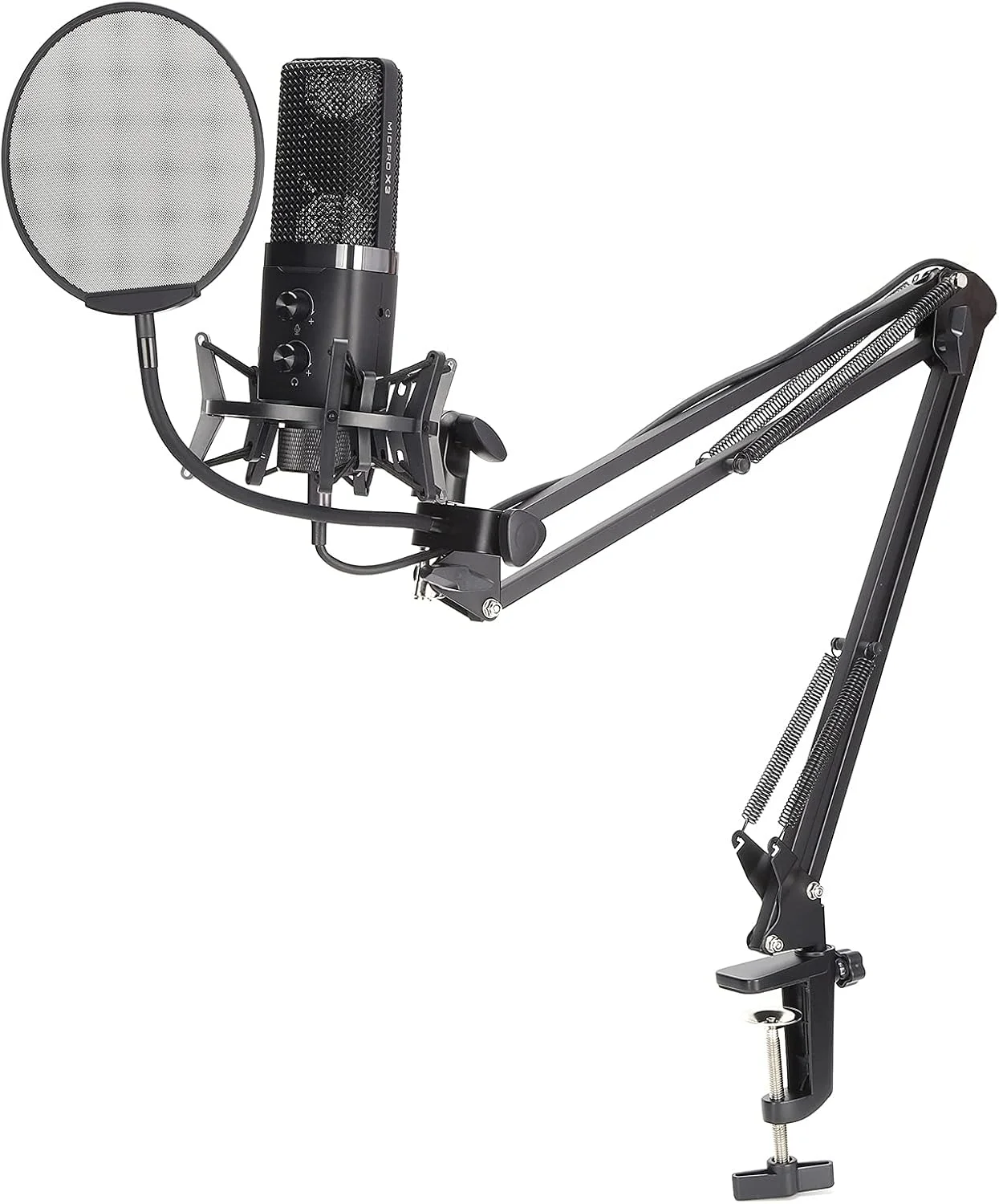 میکروفون کاندنسر USB لازمین 112، میکروفون ضبط استودیویی صوتی رومیزی - کیت میکروفون حرفه ای با الگوی قطبی کاردیوئید و پایه ضد لرزش (مشکی)