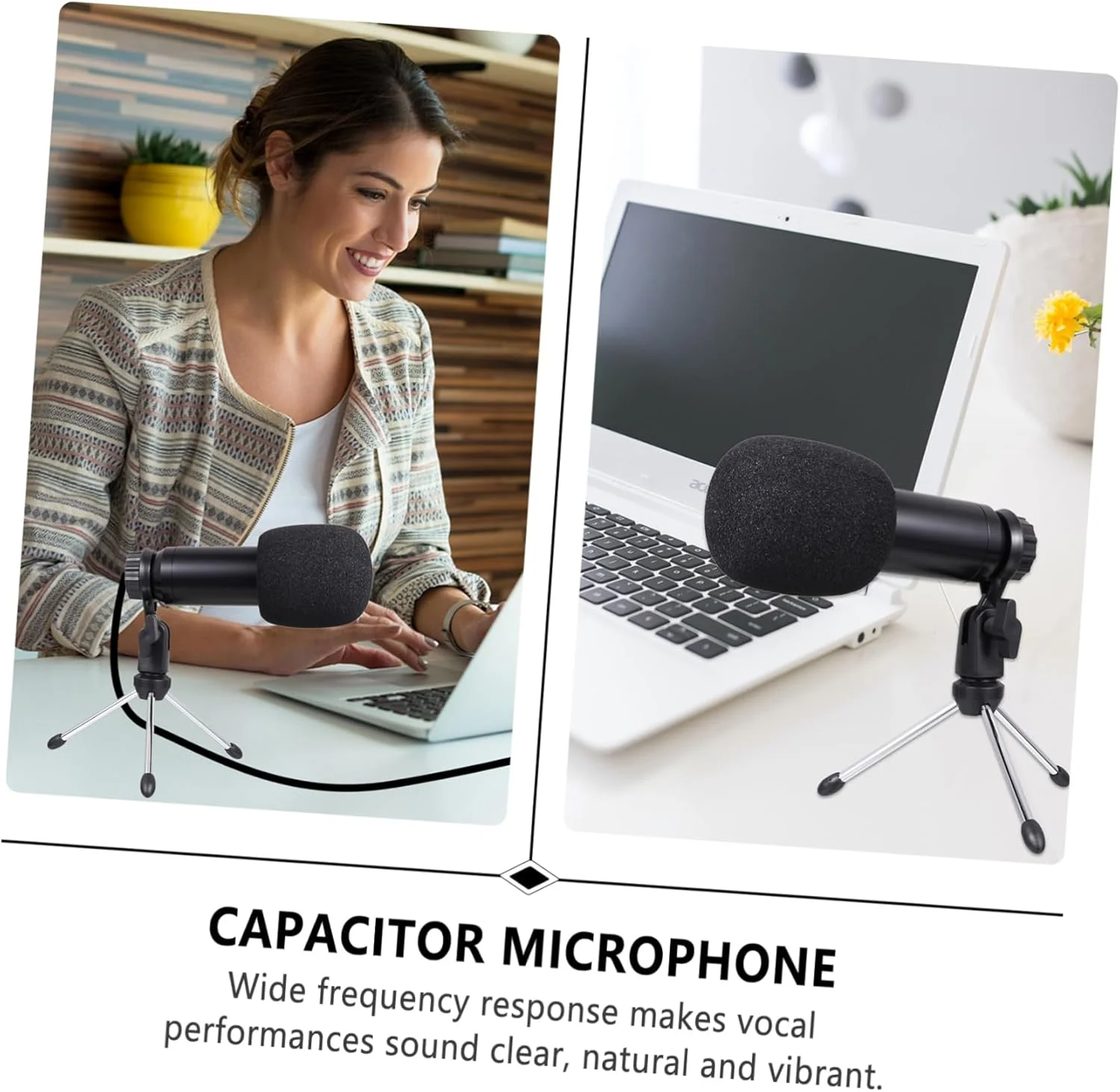 میکروفون کاندنسر USB برای ضبط کامپیوتر با پایه برای پادکست، پخش زنده و بازی، میکروفون چند منظوره سازگار با لپ تاپ و کامپیوتر رومیزی