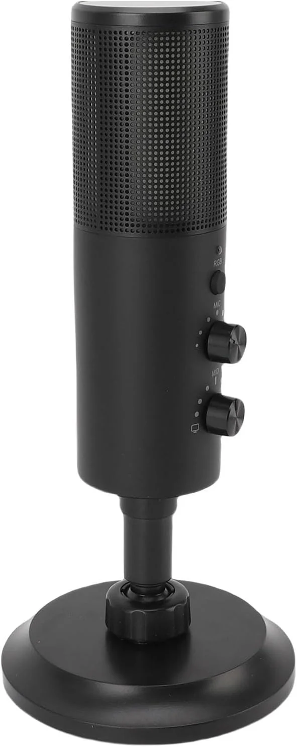 میکروفون USB Annadue با نورپردازی RGB، میکروفون کاندنسر کاردیوئید PC با تراشه حذف نویز، قطع صدا با یک لمس، Plug-Play، برای پخش زنده