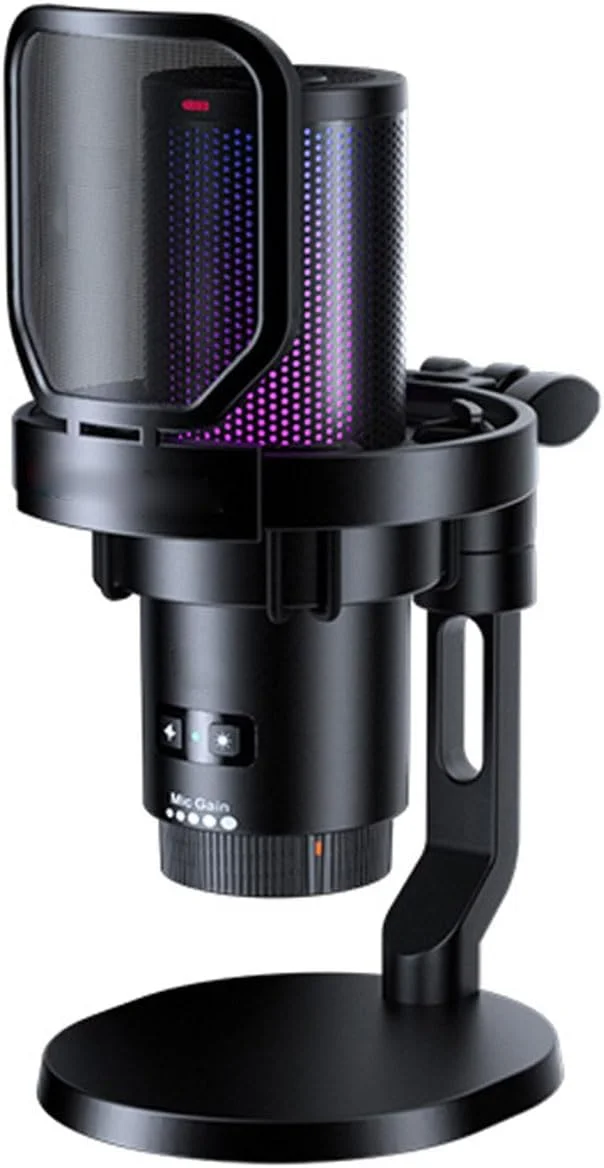میکروفون گیمینگ کاندنسر RGB بی‌سیم برای پادکست، نظارت بی‌درنگ، حذف نویز، اتصال آسان برای استریمینگ