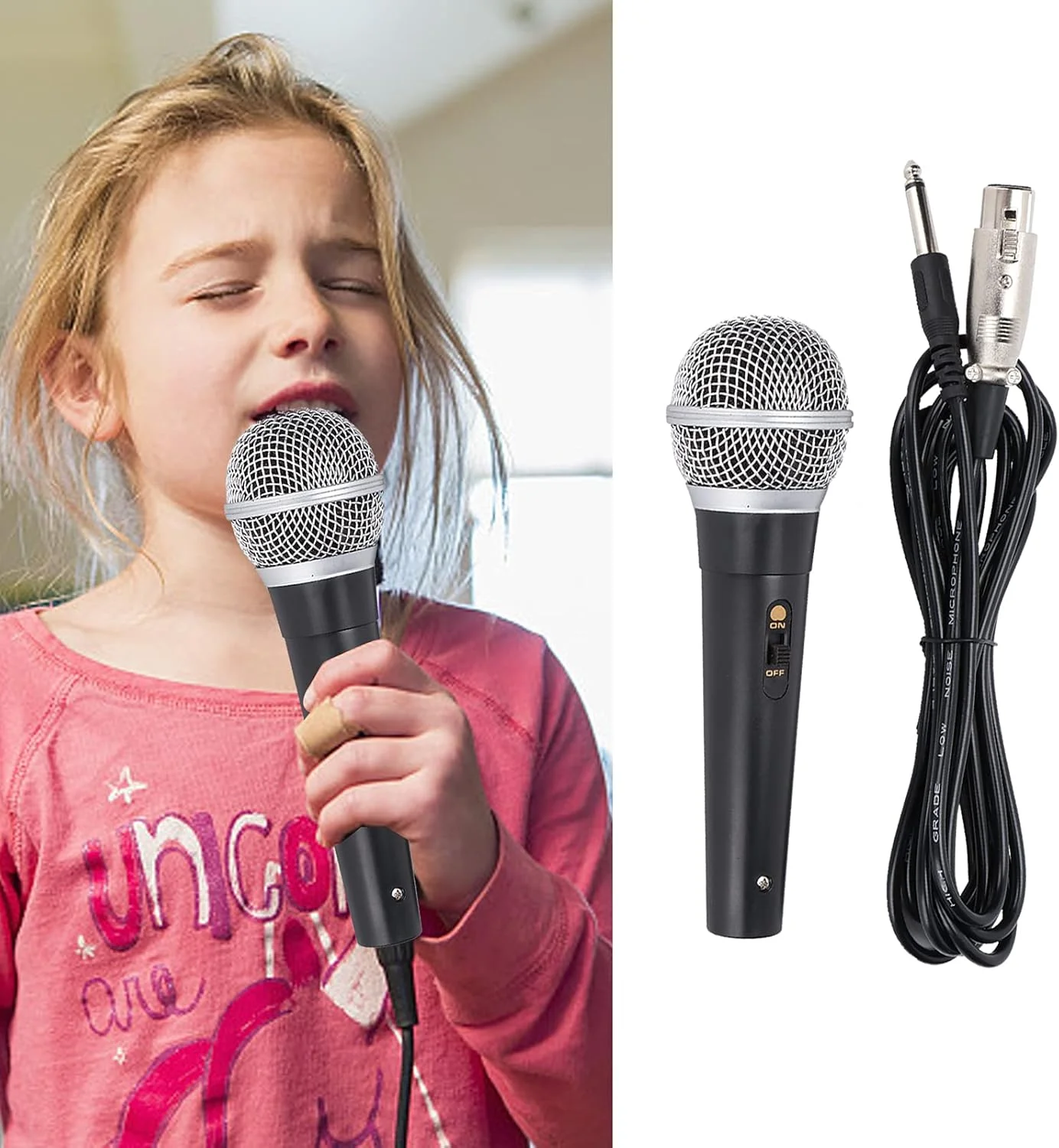 میکروفون دینامیک XLR میکروفون کندانسور با کابل XLR به 1/4 اینچ اتصال صوتی میکروفون استودیویی با کابل صوتی 5 متری