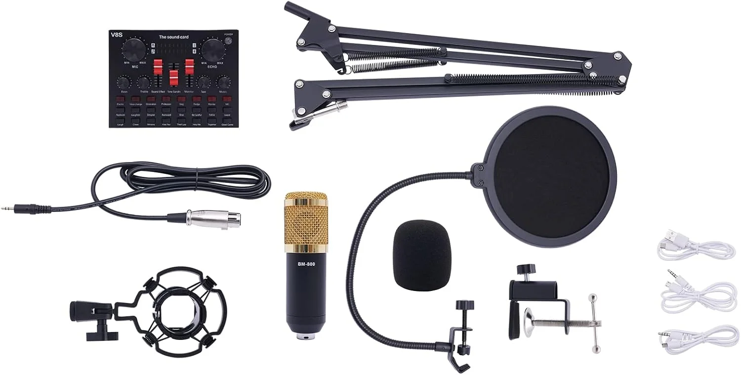 میکروفون کاندنسر USB همراه با کارت صدای VBS، به همراه پایه ضد لرزش، بازوی میکروفون و پاپ فیلتر برای استریم زنده، یوتیوب و گیمینگ، 14.5 * 11 * 3 سانتی متر میکروفون کاندنسر USB همراه با کارت صدای VBS، به همراه پایه ضد لرزش، بازوی میکروفون و پاپ فیلتر برای استریم زنده، یوتیوب و گیمینگ، 14.5 * 11 * 3 سانتی متر