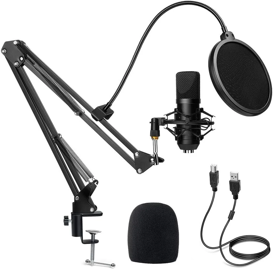 میکروفون خازنی Diealles Shine، میکروفون کامپیوتر با بازو، ست میکروفون پادکست 192 کیلوهرتز/24 بیت با پایه رومیزی و محافظ پاپ، فیلتر پاپ برای ضبط، پادکست، صداگذاری، استریم، یوتیوب میکروفون خازنی Diealles Shine، میکروفون کامپیوتر با بازو، ست میکروفون پادکست 192 کیلوهرتز/24 بیت با پایه رومیزی و محافظ پاپ، فیلتر پاپ برای ضبط، پادکست، صداگذاری، استریم، یوتیوب