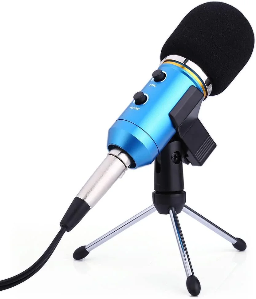 ست میکروفون کاندنسر، میکروفون USB با پایه میکروفون برای کامپیوتر، پادکست، استریمینگ، گیمینگ (آبی) ست میکروفون کاندنسر، میکروفون USB با پایه میکروفون برای کامپیوتر، پادکست، استریمینگ، گیمینگ (آبی)
