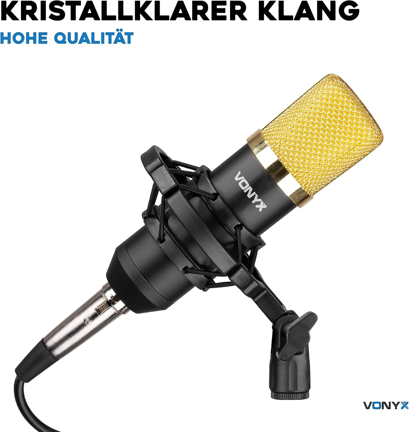 میکروفون استودیویی Vonyx CM400B میکروفون بازی میکروفون استریمینگ PC با پایه ضد لرزش، XLR به جک 3.5 میلی متری و پاپ شیلد، میکروفون کاندنسر، میکروفون پادکست، مشکی طلایی میکروفون استودیویی Vonyx CM400B میکروفون بازی میکروفون استریمینگ PC با پایه ضد لرزش، XLR به جک 3.5 میلی متری و پاپ شیلد، میکروفون کاندنسر، میکروفون پادکست، مشکی طلایی