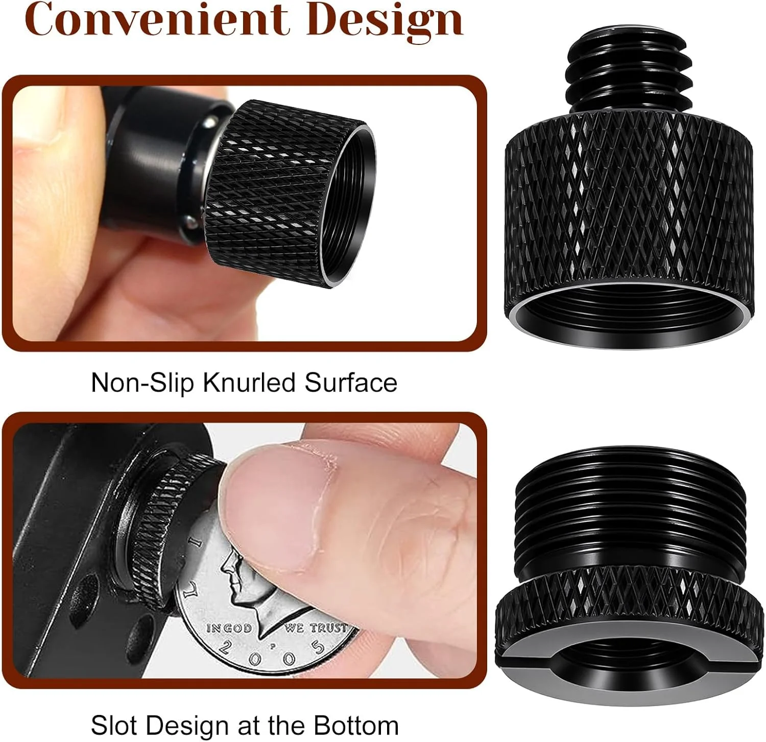 ۸ عدد آداپتور پایه میکروفون، آداپتور میکروفون، آداپتور رزوه ای آلیاژ آلومینیوم، آداپتور پیچی برای میکروفون و سه پایه، مشکی (تبدیل مادگی ۳/۸ به نری ۵/۸، ۴ مدل)