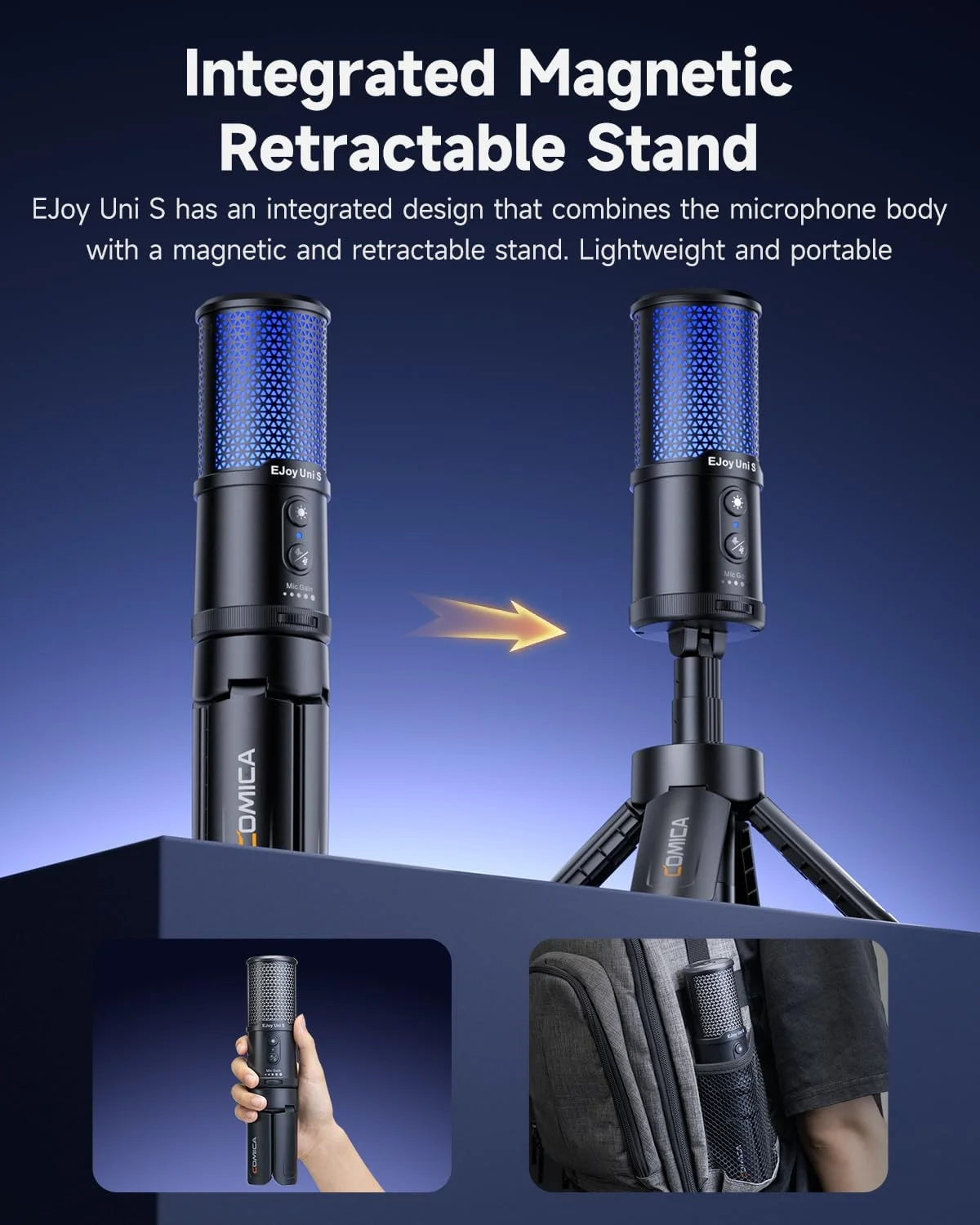 میکروفون گیمینگ USB کمیکا Ejoy Uni S با RGB، 48kHz/24Bit، میکروفون کندانسور کاردیوئید با قابلیت حذف نویز و دکمه قطع صدا، میکروفون دینامیک برای استریم، پادکست، یوتیوب، دیسکورد، PC، مک، PS4/5 میکروفون گیمینگ USB کمیکا Ejoy Uni S با RGB، 48kHz/24Bit، میکروفون کندانسور کاردیوئید با قابلیت حذف نویز و دکمه قطع صدا، میکروفون دینامیک برای استریم، پادکست، یوتیوب، دیسکورد، PC، مک، PS4/5