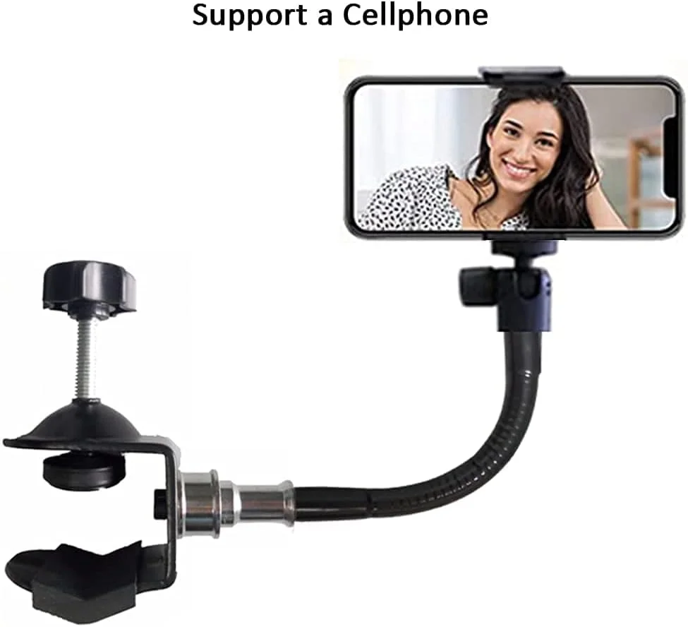 پایه میکروفون، نگهدارنده تلفن، پایه وب کم، گیره نور فلاش دوربین، نگهدارنده پایه نت موسیقی برای تلفن های همراه، وب کم های لاجیتک C920 C930، چراغ های LED، فلاش، میکروفون و غیره (رزوه ¼ اینچی)