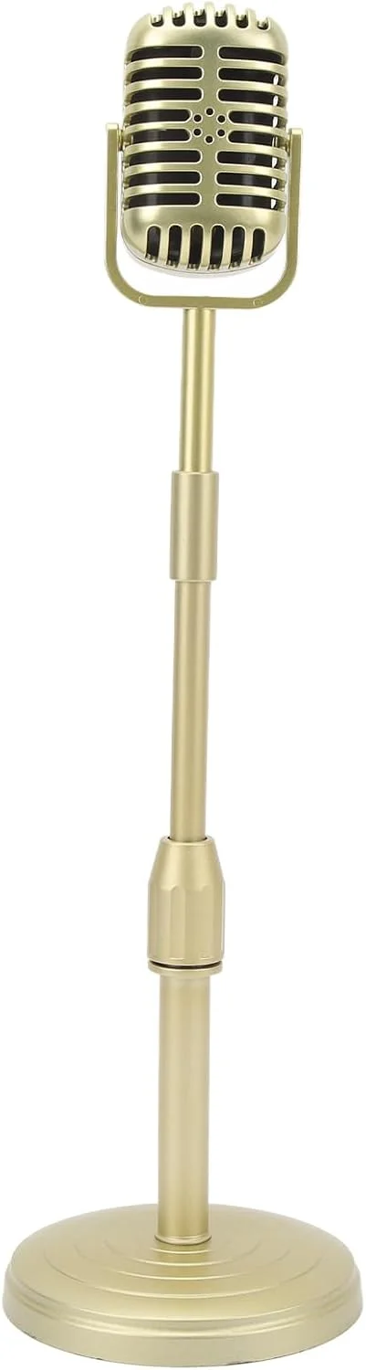 میکروفون تزئینی قدیمی با پایه، قابل حمل، میکروفون رترو ABS، سبک کلاسیک رترو، میکروفون تزئینی عتیقه برای مهمانی، لباس، ایفای نقش، طلایی میکروفون تزئینی قدیمی با پایه، قابل حمل، میکروفون رترو ABS، سبک کلاسیک رترو، میکروفون تزئینی عتیقه برای مهمانی، لباس، ایفای نقش، طلایی