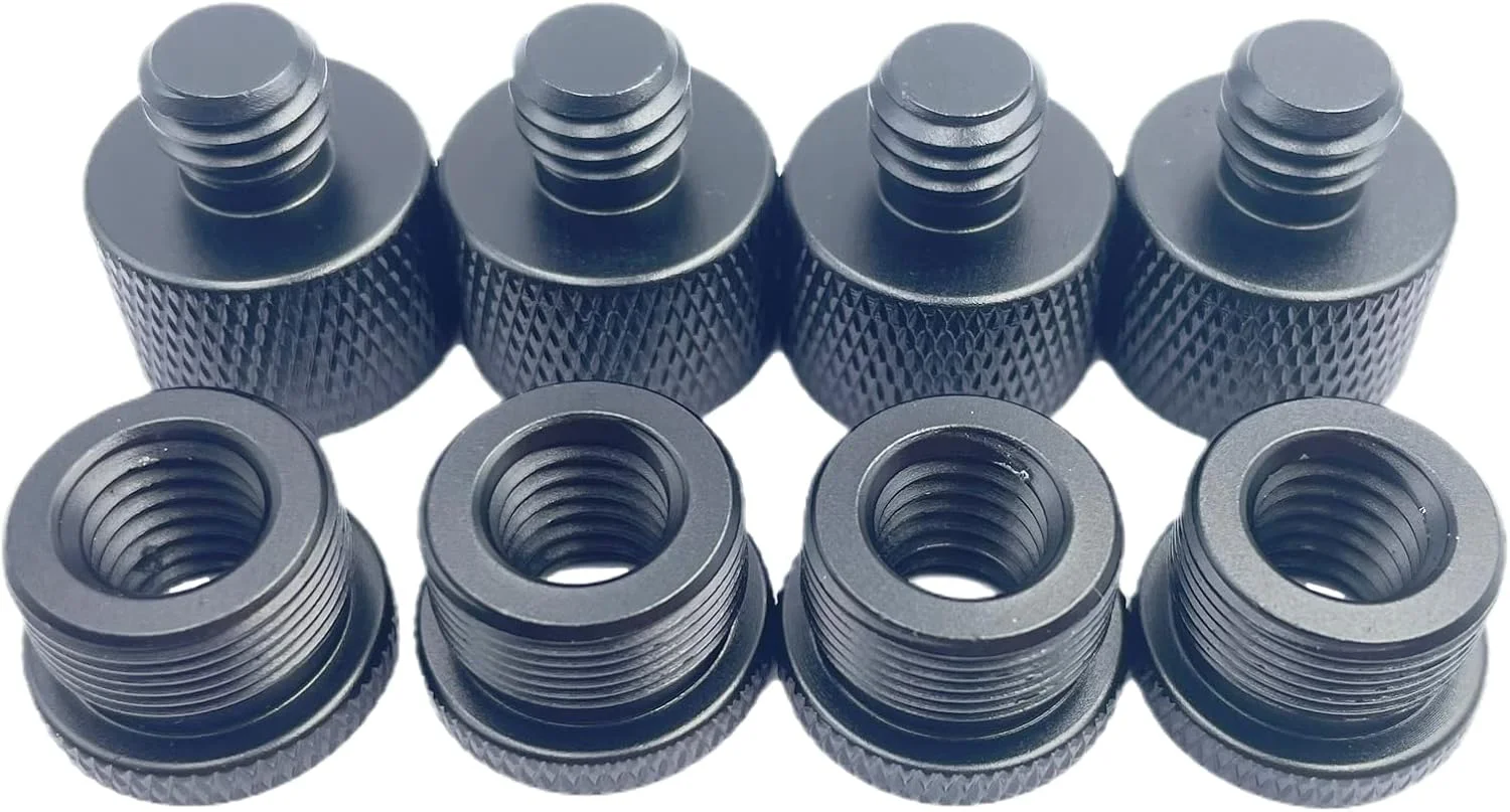 ۸ عدد آداپتور پایه میکروفون، ۴ عدد ۵/۸ به ۳/۸ و ۴ عدد ۳/۸ به ۵/۸ آداپتور، آلومینیومی، مشکی، مدل پایه ۸ عدد آداپتور پایه میکروفون، ۴ عدد ۵/۸ به ۳/۸ و ۴ عدد ۳/۸ به ۵/۸ آداپتور، آلومینیومی، مشکی، مدل پایه