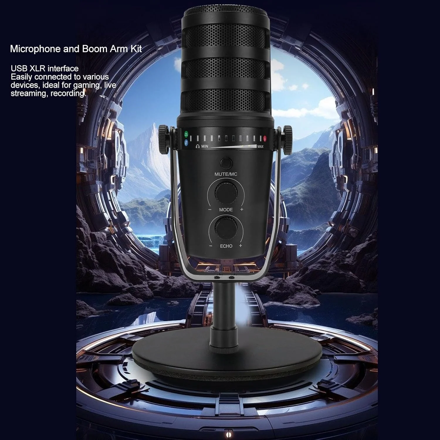 میکروفون USB استودیویی با پایه بازویی قابل تنظیم و لرزه گیر، میکروفون استریمینگ برای ضبط استودیویی و بازی میکروفون USB استودیویی با پایه بازویی قابل تنظیم و لرزه گیر، میکروفون استریمینگ برای ضبط استودیویی و بازی