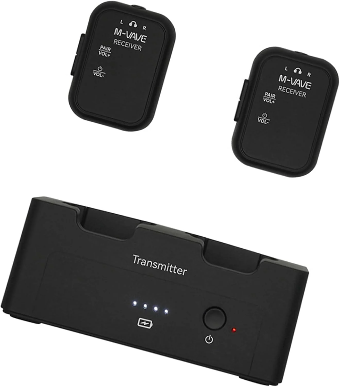 مانیتور هدفون بیسیم 2.4 گیگاهرتز، فرستنده قابل شارژ، 2 گیرنده با دکمه قابل تنظیم، عملکرد قطع صدا مانیتور هدفون بیسیم 2.4 گیگاهرتز، فرستنده قابل شارژ، 2 گیرنده با دکمه قابل تنظیم، عملکرد قطع صدا