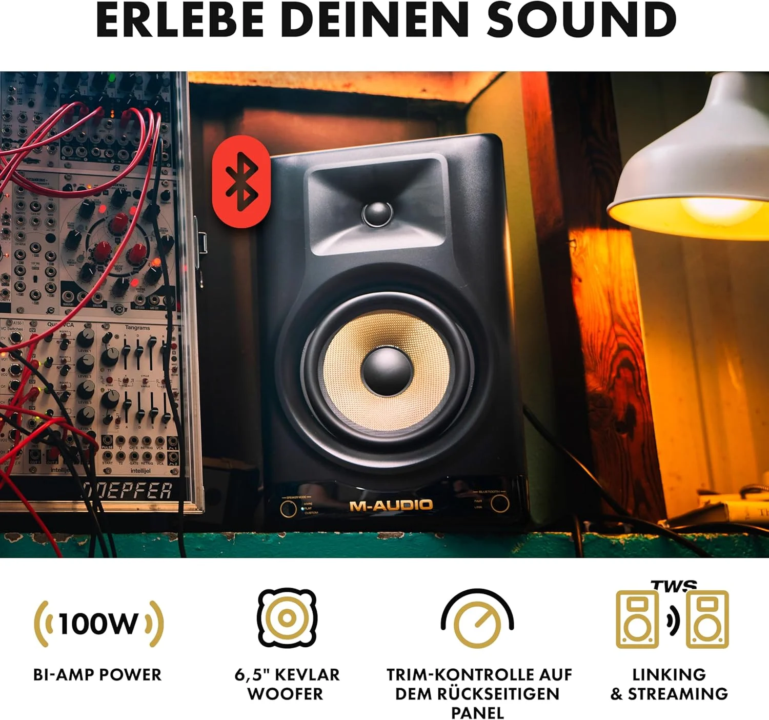 M-AUDIO Forty Sixty 6.5" Studio Monitor Lautsprecher für Produktion und Mixing mit Präzisions-DSP Frequenzweiche, EQ, Steuerungs-App und Bluetooth, 100 W