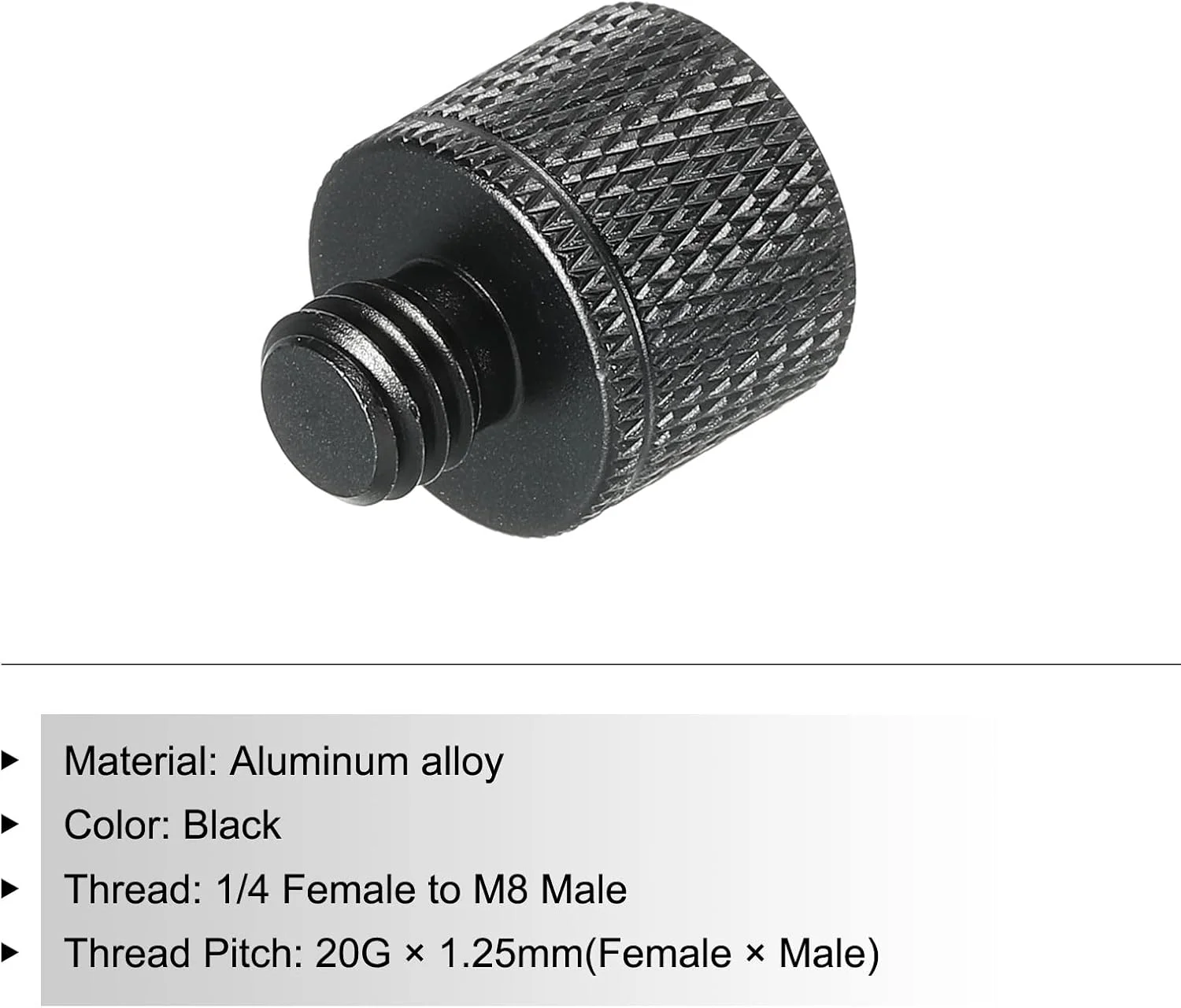 آداپتور پایه میکروفون سورسینگ مپ، مادگی 1/4 به نری M8، پیچ دوربین، مشکی