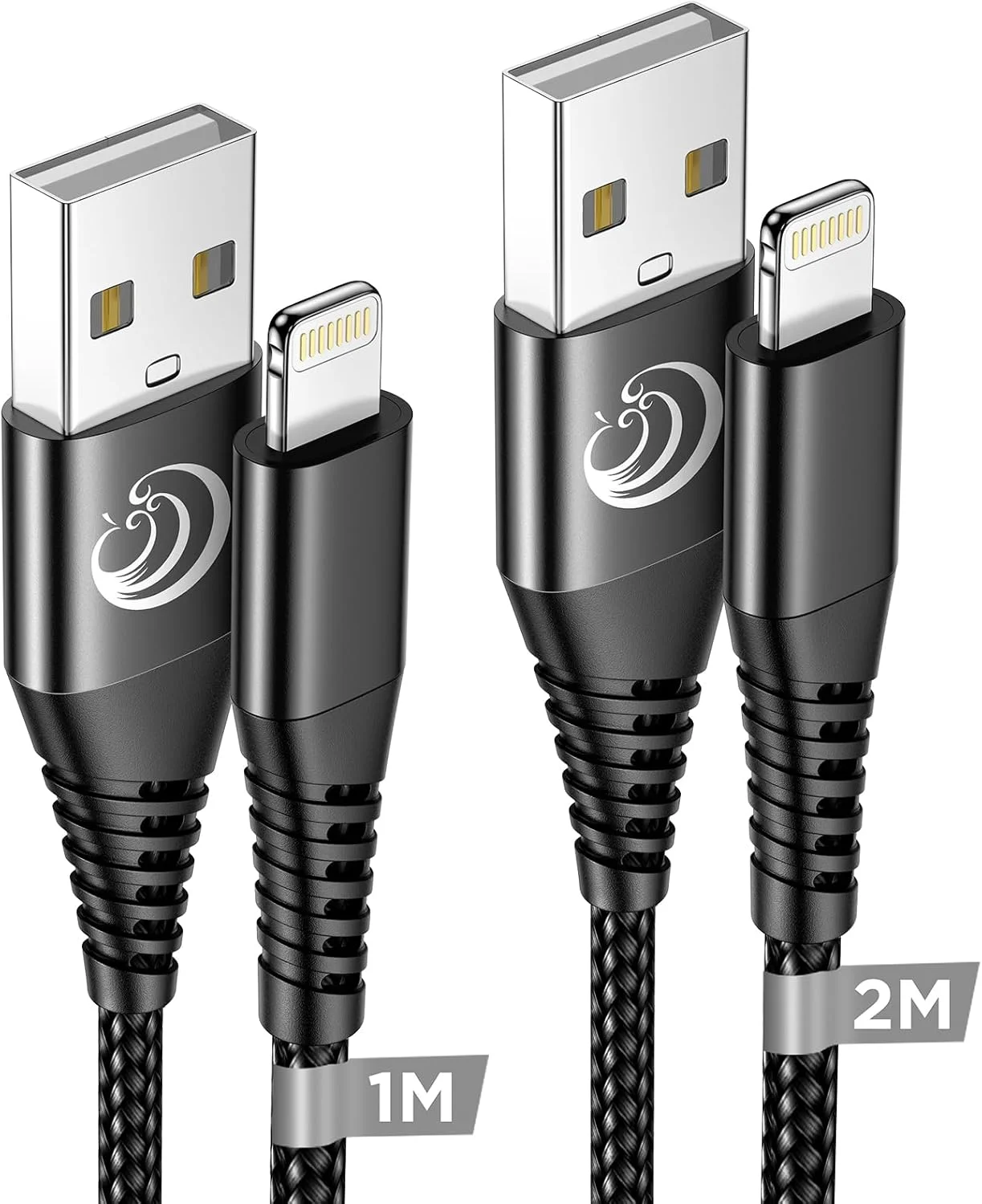 کابل شارژ آیفون Aioneus [دو عدد 1 متری + 2 متری]، کابل لایتنینگ دارای گواهی MFi، کابل شارژ سریع با روکش نایلونی، سازگار با آیفون 14، 13، 12، 11 پرو مکس، مینی، XS، XR، X، 8، 7، 6، 5، آیپد