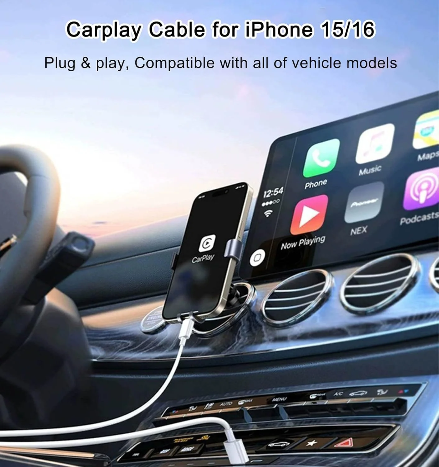 آداپتور کابل Carplay خودرو برای آیفون 15 (2 عدد)، کابل شارژ خودرو USB A به USB C به طول 3.3 فوت برای اپل، کابل Carplay سازگار با آیفون 15 پرو مکس پلاس، آیپد پرو ایر مینی آداپتور کابل Carplay خودرو برای آیفون 15 (2 عدد)، کابل شارژ خودرو USB A به USB C به طول 3.3 فوت برای اپل، کابل Carplay سازگار با آیفون 15 پرو مکس پلاس، آیپد پرو ایر مینی