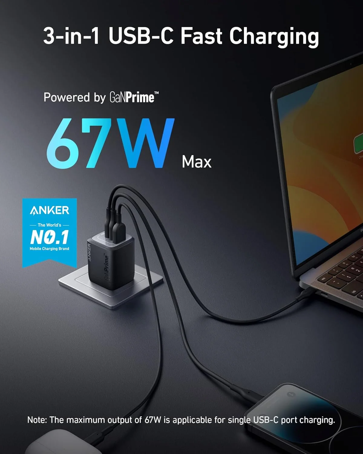 شارژر دیواری 67 واتی USB C انکر پرایم، شارژر دیواری انکر GaN، شارژر سریع 3 پورت فشرده PPS، برای مک بوک پرو/ایر، پیکسل بوک، آیپد پرو، آیفون 15/14/پرو، گلکسی S23/S22، نوت 20، پیکسل، اپل واچ و غیره شارژر دیواری 67 واتی USB C انکر پرایم، شارژر دیواری انکر GaN، شارژر سریع 3 پورت فشرده PPS، برای مک بوک پرو/ایر، پیکسل بوک، آیپد پرو، آیفون 15/14/پرو، گلکسی S23/S22، نوت 20، پیکسل، اپل واچ و غیره