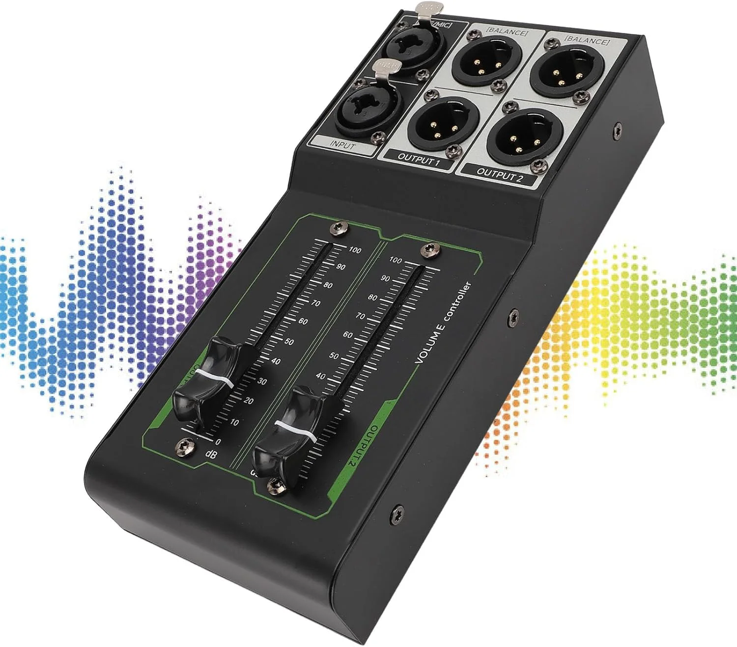 کنترل کننده حجم صدای پسیو تمام فلزی، کنترل کننده حجم صدای بلندگوی پسیو 1 ورودی 2 خروجی، کنترل کننده حجم صدای استریو با فیدر 70 میلی متری توسعه یافته برای سیستم های صوتی استودیویی و خانگی