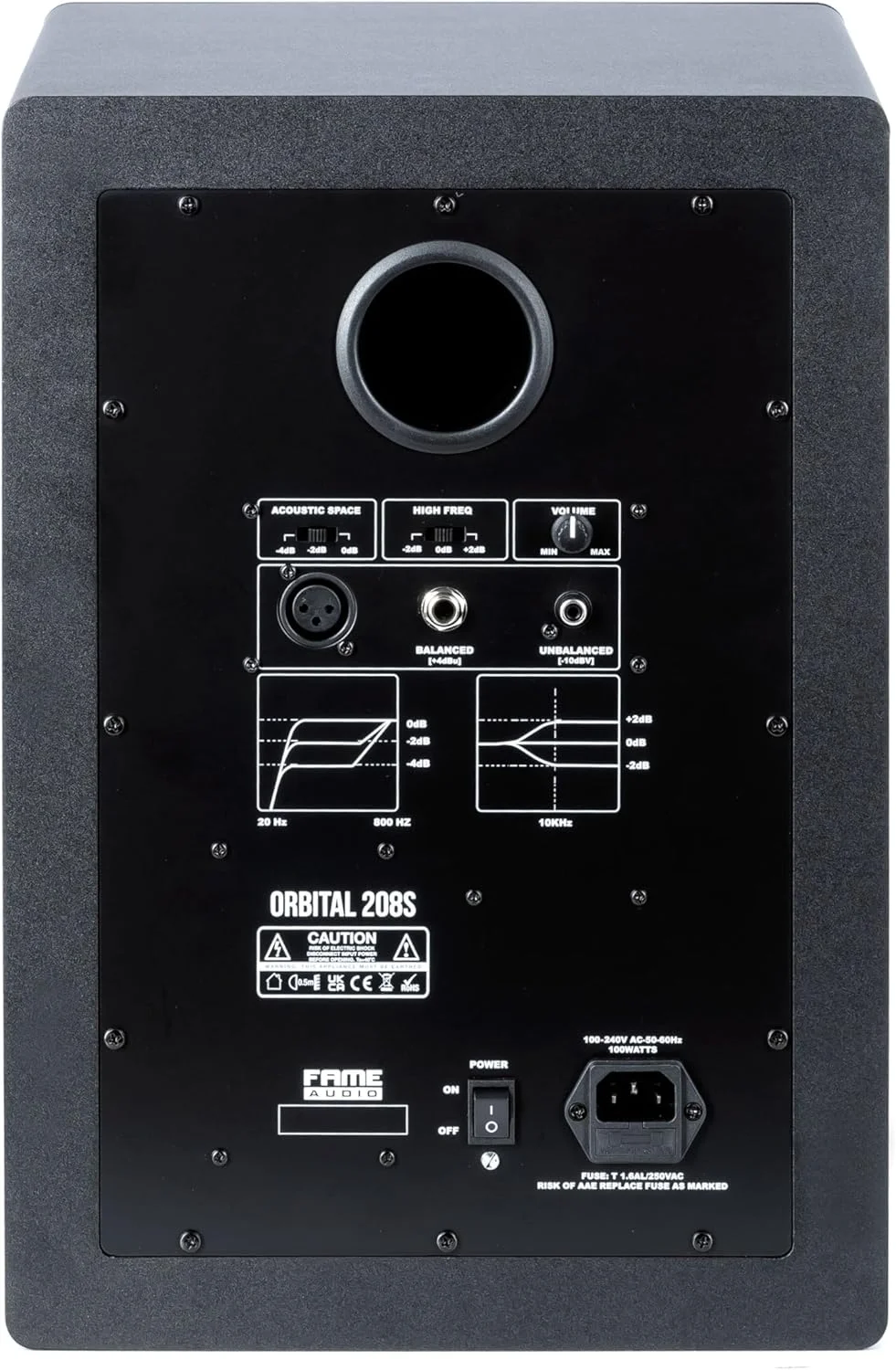 مانیتور استودیویی اکتیو Fame Audio Orbital 208S، ووفر 8 اینچی، توییتر 1 اینچی، 75 وات RMS، 45-20.000 هرتز، میدان نزدیک، مشکی، برای ضبط، میکس و مسترینگ مانیتور استودیویی اکتیو Fame Audio Orbital 208S، ووفر 8 اینچی، توییتر 1 اینچی، 75 وات RMS، 45-20.000 هرتز، میدان نزدیک، مشکی، برای ضبط، میکس و مسترینگ