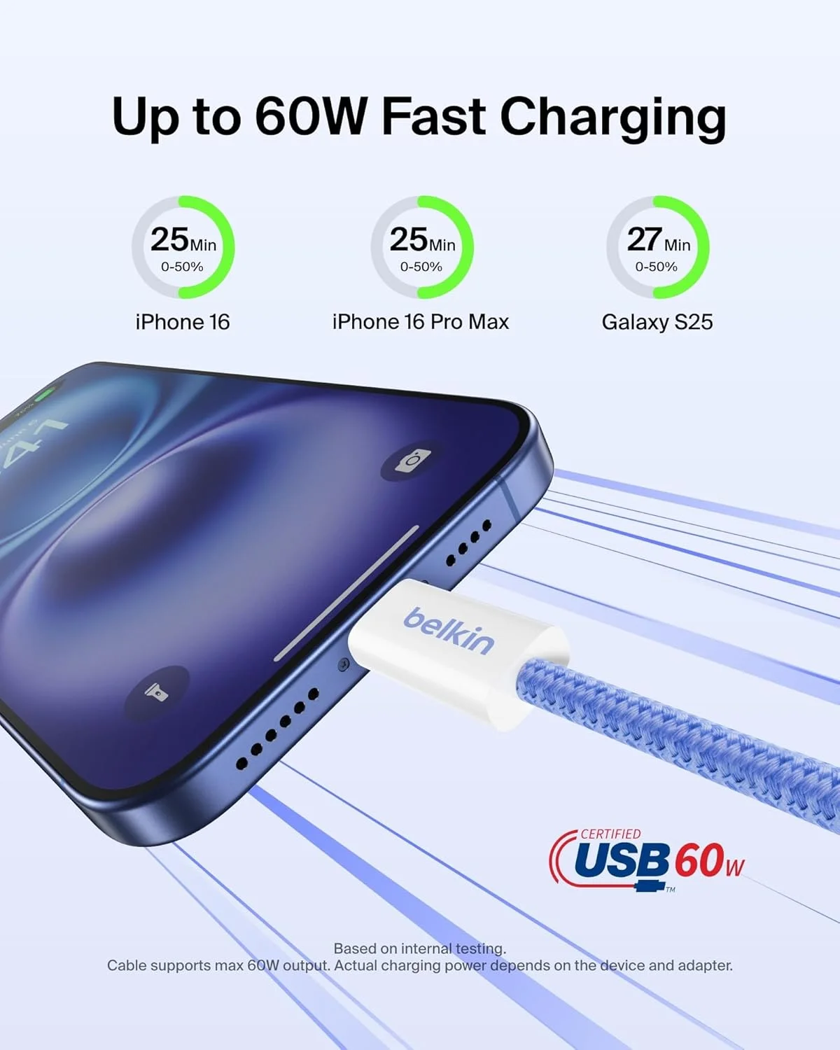 بسته 2 عددی کابل USB C به USB C بلکین، 2 متری، 60 وات - شارژر Type C، کابل شارژر آیفون، نرم، بافته شده، انعطاف پذیر برای آیفون 16، گلکسی S25، پیکسل 9، ایرپادز، آیپد پرو و غیره، لوازم ضروری سفر - آبی بسته 2 عددی کابل USB C به USB C بلکین، 2 متری، 60 وات - شارژر Type C، کابل شارژر آیفون، نرم، بافته شده، انعطاف پذیر برای آیفون 16، گلکسی S25، پیکسل 9، ایرپادز، آیپد پرو و غیره، لوازم ضروری سفر - آبی