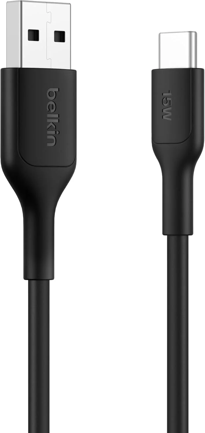 کابل USB-A به USB-C بافته شده بلکین مدل Eco (طول 1 متر، 15 وات) - کابل شارژ سریع نرم و انعطاف پذیر، سیم شارژر Type C برای سری آیفون 17 و 16، گلکسی S25، پیکسل 10، آیپد پرو و غیره - مشکی (USB 2.0) کابل USB-A به USB-C بافته شده بلکین مدل Eco (طول 1 متر، 15 وات) - کابل شارژ سریع نرم و انعطاف پذیر، سیم شارژر Type C برای سری آیفون 17 و 16، گلکسی S25، پیکسل 10، آیپد پرو و غیره - مشکی (USB 2.0)