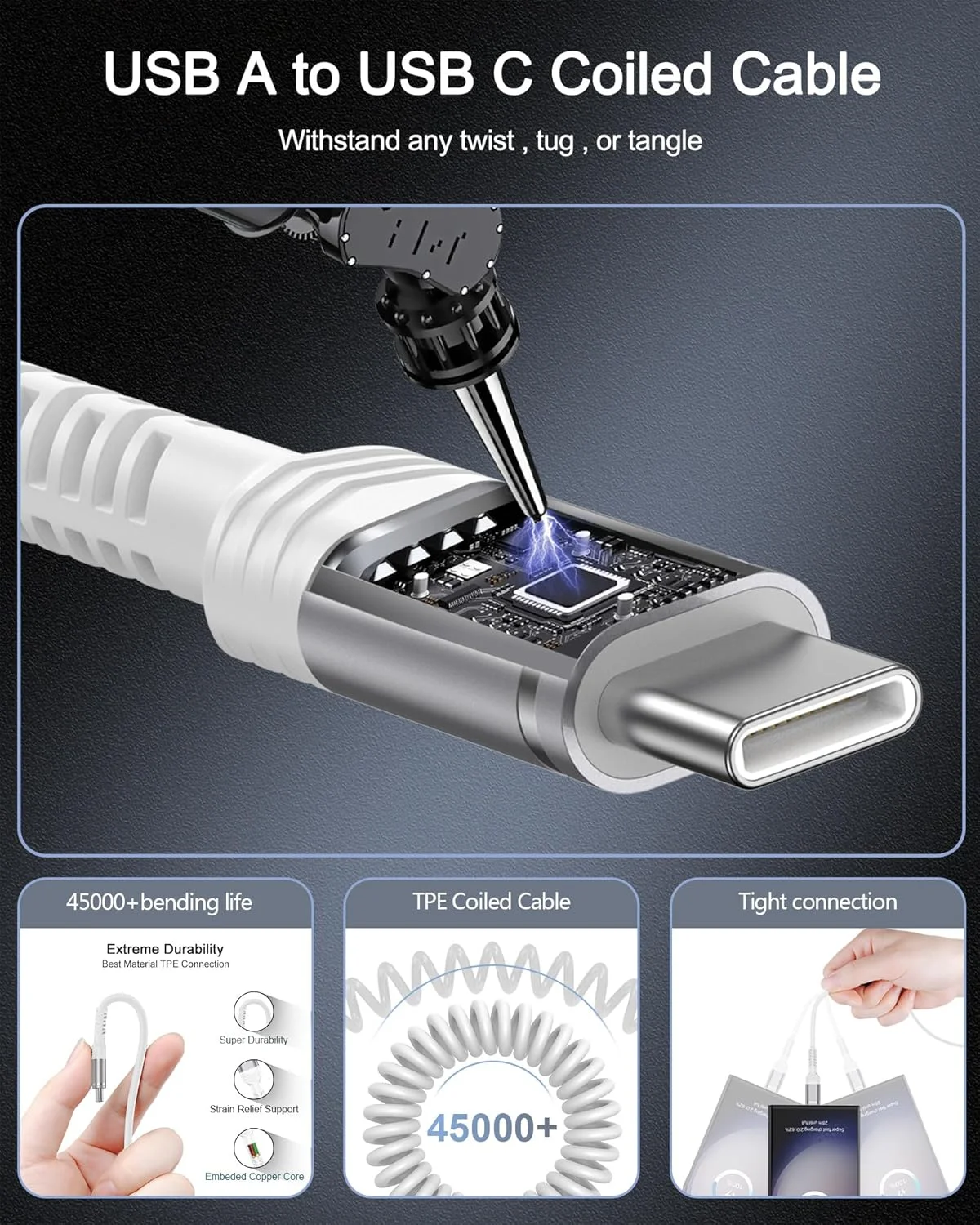 کابل فنری Carplay برای آیفون 16/15 Pro Max/15 Plus، کابل جمع شونده شارژ سریع 4 فوتی USB به USB C Carplay برای Apple iPad Pro Air 13 11 اینچی، iPad 10th 12.9 Gen4/5/6 Type C Power Line برای خودرو کابل فنری Carplay برای آیفون 16/15 Pro Max/15 Plus، کابل جمع شونده شارژ سریع 4 فوتی USB به USB C Carplay برای Apple iPad Pro Air 13 11 اینچی، iPad 10th 12.9 Gen4/5/6 Type C Power Line برای خودرو