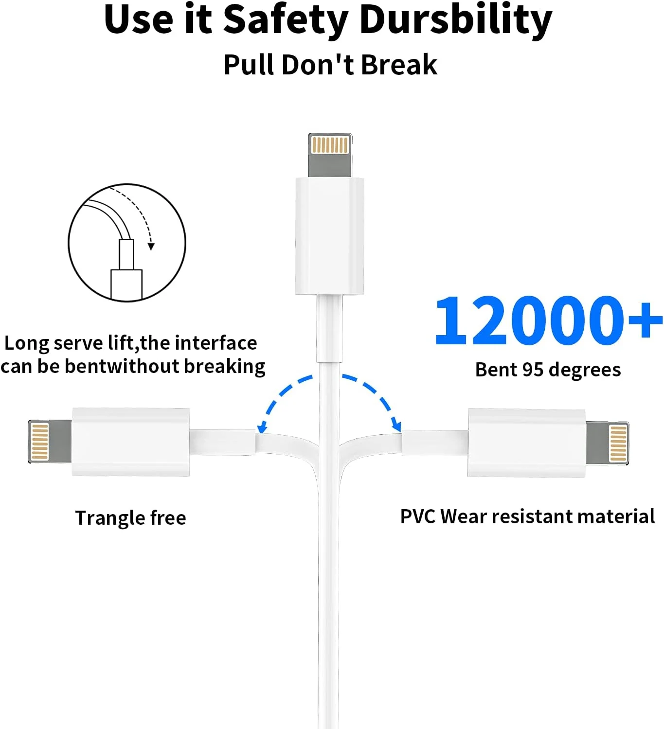 کابل شارژ آیفون - کابل لایتنینگ به USB با گواهی MFi، 3 عدد کابل بادوام برای انتقال داده و شارژ سریع آیفون سازگار با آیفون 12 11 پرو مکس XS XR X 8 7 P 6S SE آیپد و غیره (1 متر)