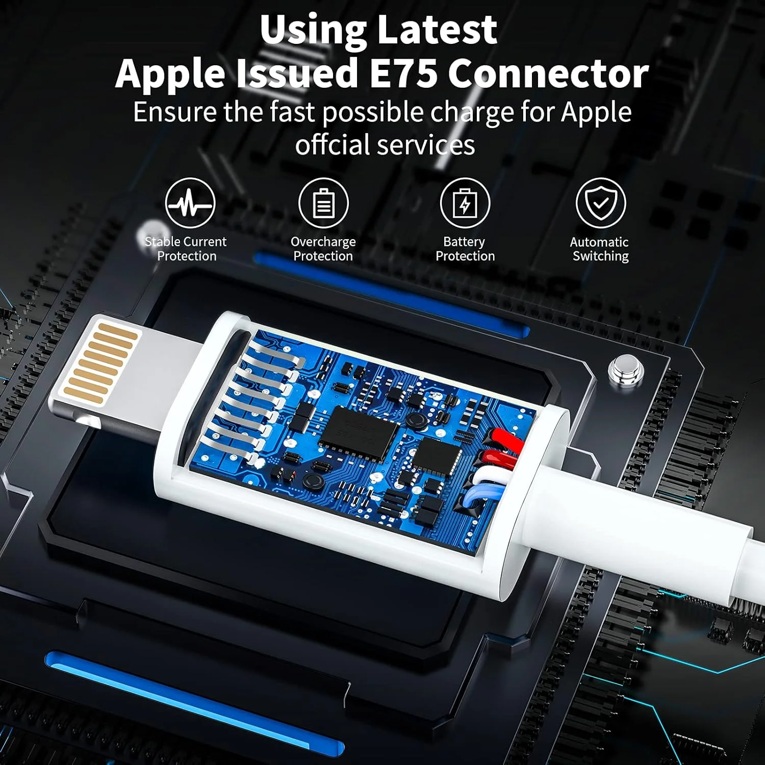 کابل شارژ آیفون - کابل لایتنینگ به USB با گواهی MFi، 3 عدد کابل بادوام برای انتقال داده و شارژ سریع آیفون سازگار با آیفون 12 11 پرو مکس XS XR X 8 7 P 6S SE آیپد و غیره (1 متر)