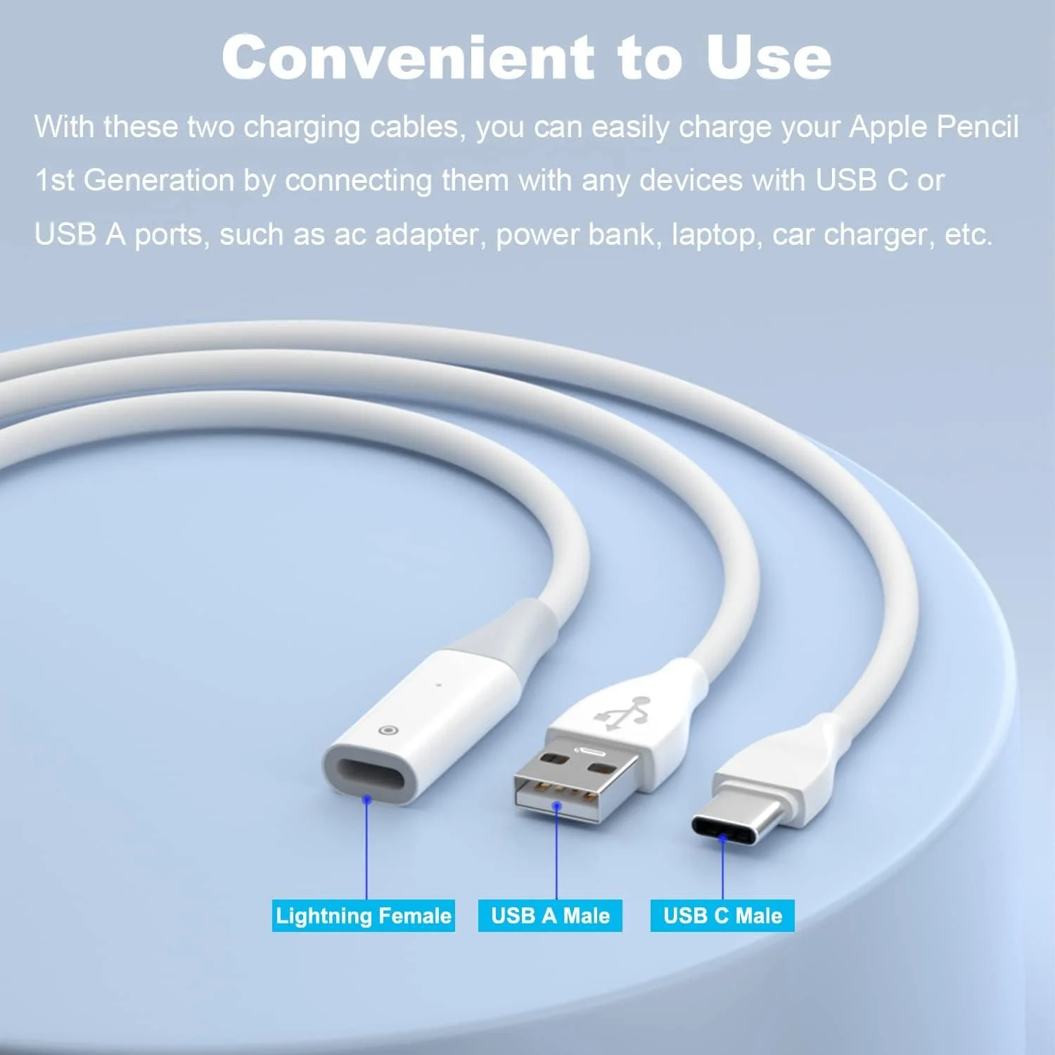 کابل آداپتور شارژ ELECDON، سازگار با قلم لمسی نسل اول اپل، کابل شارژ USB-C نر به قلم لمسی نسل اول، کانکتور شارژر USB-A، قلم آیپد نسل اول، بسته 2 عددی، 1 متری کابل آداپتور شارژ ELECDON، سازگار با قلم لمسی نسل اول اپل، کابل شارژ USB-C نر به قلم لمسی نسل اول، کانکتور شارژر USB-A، قلم آیپد نسل اول، بسته 2 عددی، 1 متری