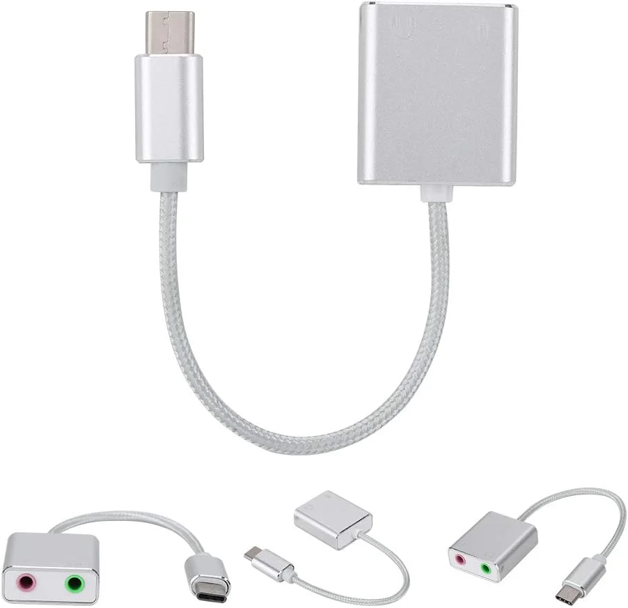 آداپتور USB C به 3.5 میلی‌متری BAFOVY، کارت صدای خارجی Type C DAC با قابلیت حذف نویز و ضد تداخل برای تلفن، تبلت، لپ‌تاپ، کامپیوتر، Plug & Play