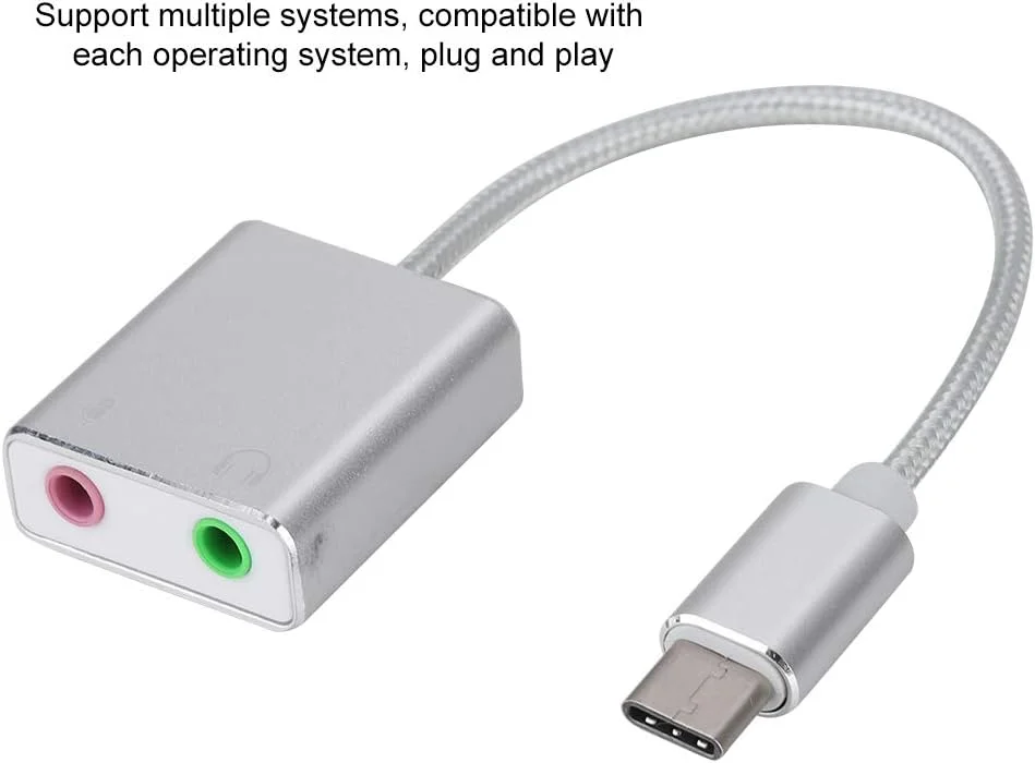 آداپتور USB C به 3.5 میلیمتری BAFOVY، کارت صدای خارجی Type C DAC با قابلیت حذف نویز و ضد تداخل برای تلفن، تبلت، لپتاپ، کامپیوتر، Plug & Play آداپتور USB C به 3.5 میلیمتری BAFOVY، کارت صدای خارجی Type C DAC با قابلیت حذف نویز و ضد تداخل برای تلفن، تبلت، لپتاپ، کامپیوتر، Plug & Play