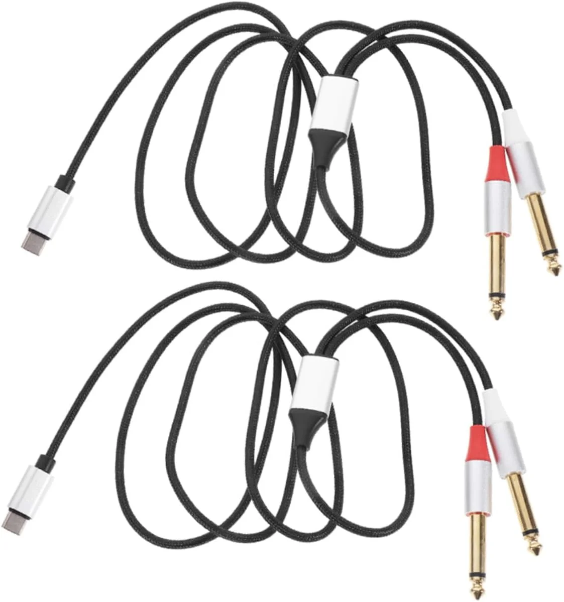 ۲ عدد کابل تبدیل استریو USB C نایلونی TPE با روکش طلا برای تلفن هوشمند تبلت لپ تاپ بلندگو رابط صوتی انتقال صدای با کیفیت بالا