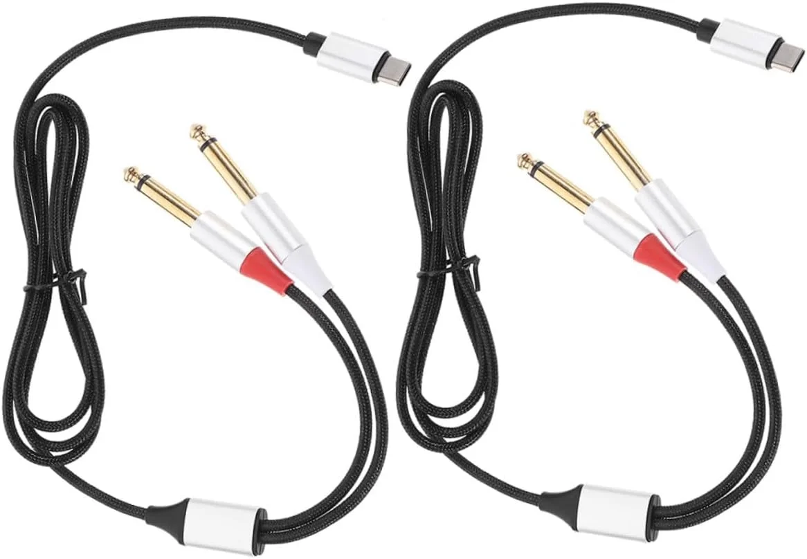 دو عدد کابل صوتی USB C دوتایی سازگار با تلفن هوشمند تبلت لپ تاپ بلندگو کابل انتقال صوتی با کیفیت بالا برای نوازندگان و دی جی ها