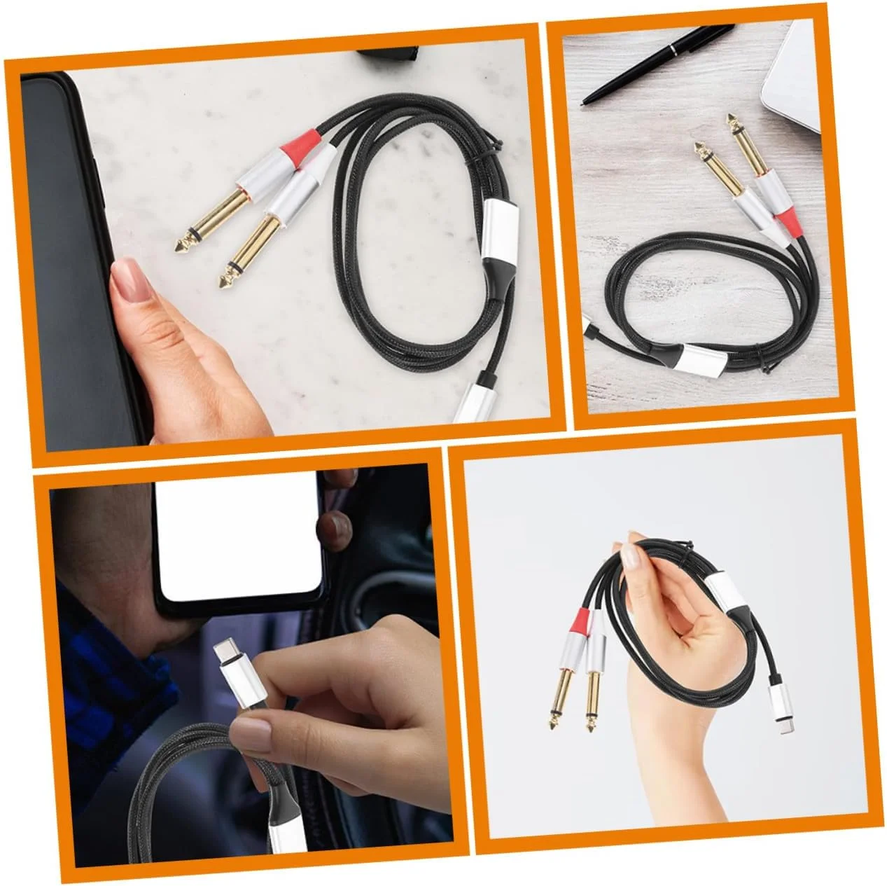 ۲ عدد کابل تبدیل استریو USB C نایلونی TPE با روکش طلا برای تلفن هوشمند تبلت لپ تاپ بلندگو رابط صوتی انتقال صدای با کیفیت بالا